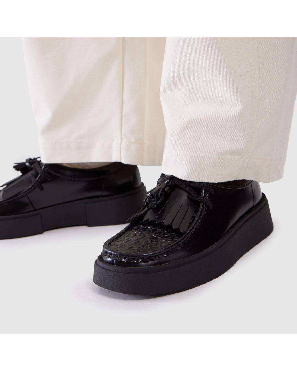 Clarks Black Torview Embossed Flats