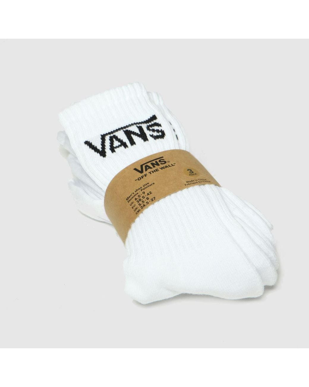 Vans White Classic Crew Socks 3 Pack for men