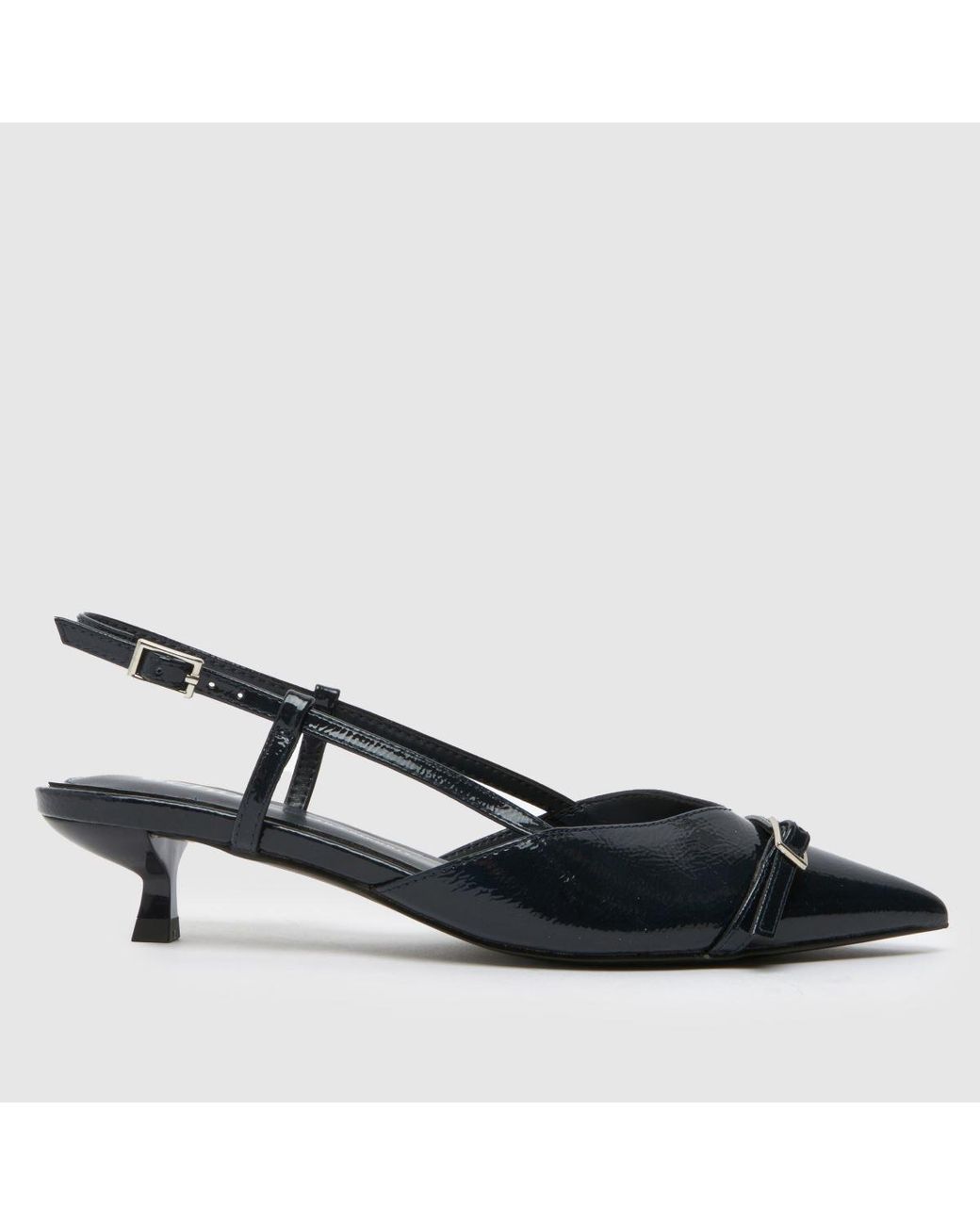 Schuh Black Sybill Buckle Kitten Low Heels