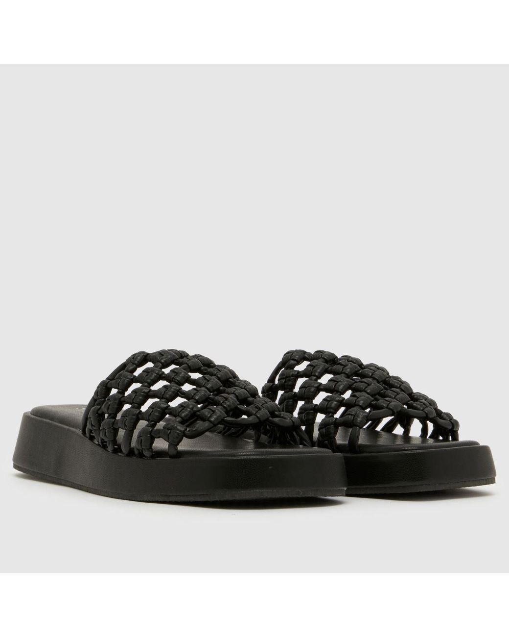SIMMI Black Elena Raffia Slide Sandals