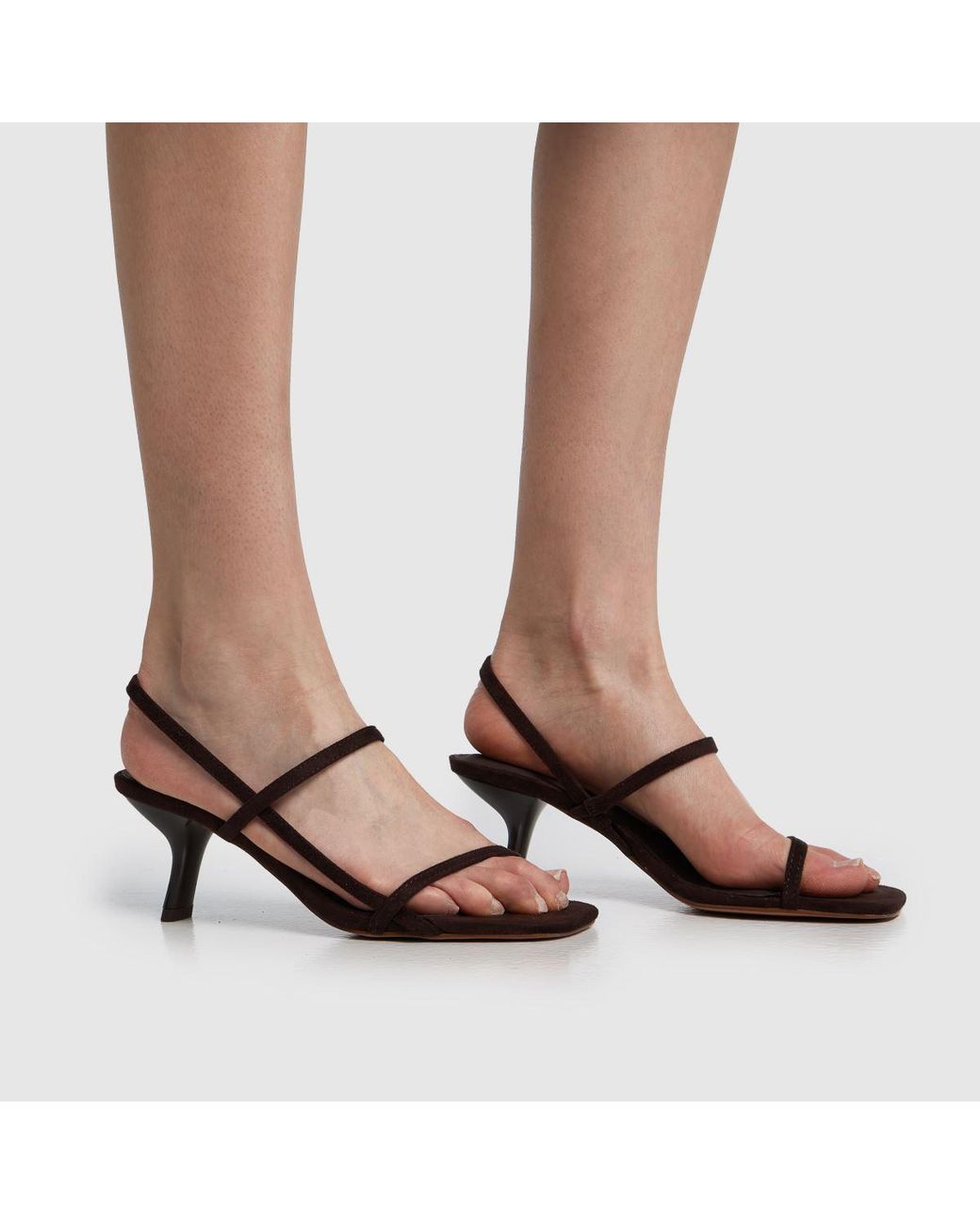 Schuh Brown Sav Strappy Kitten High Heels