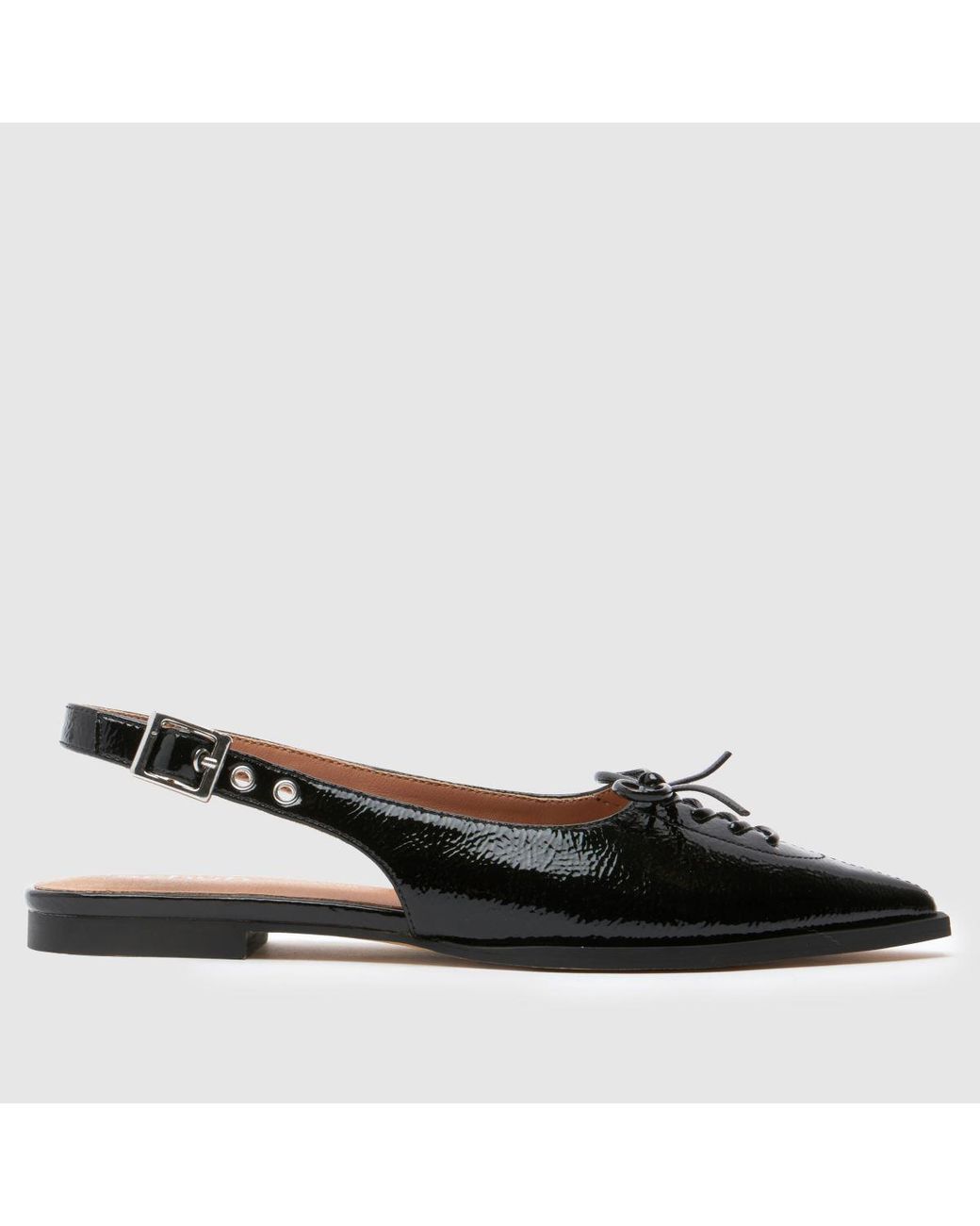 Schuh Black Lorie Pointed Hardware Flats