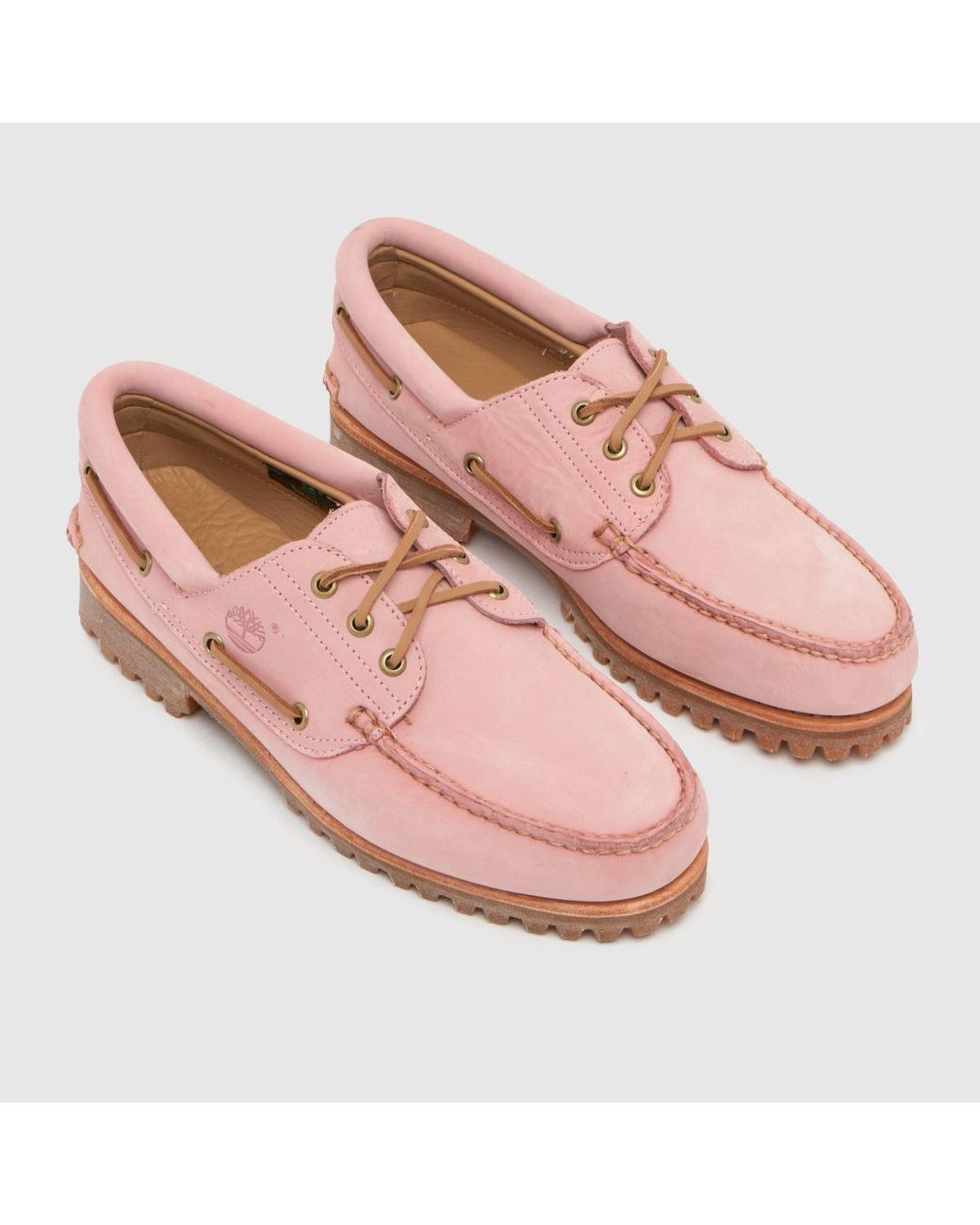 Timberland Pink Authentic 3 Eye Boat Shoes for men
