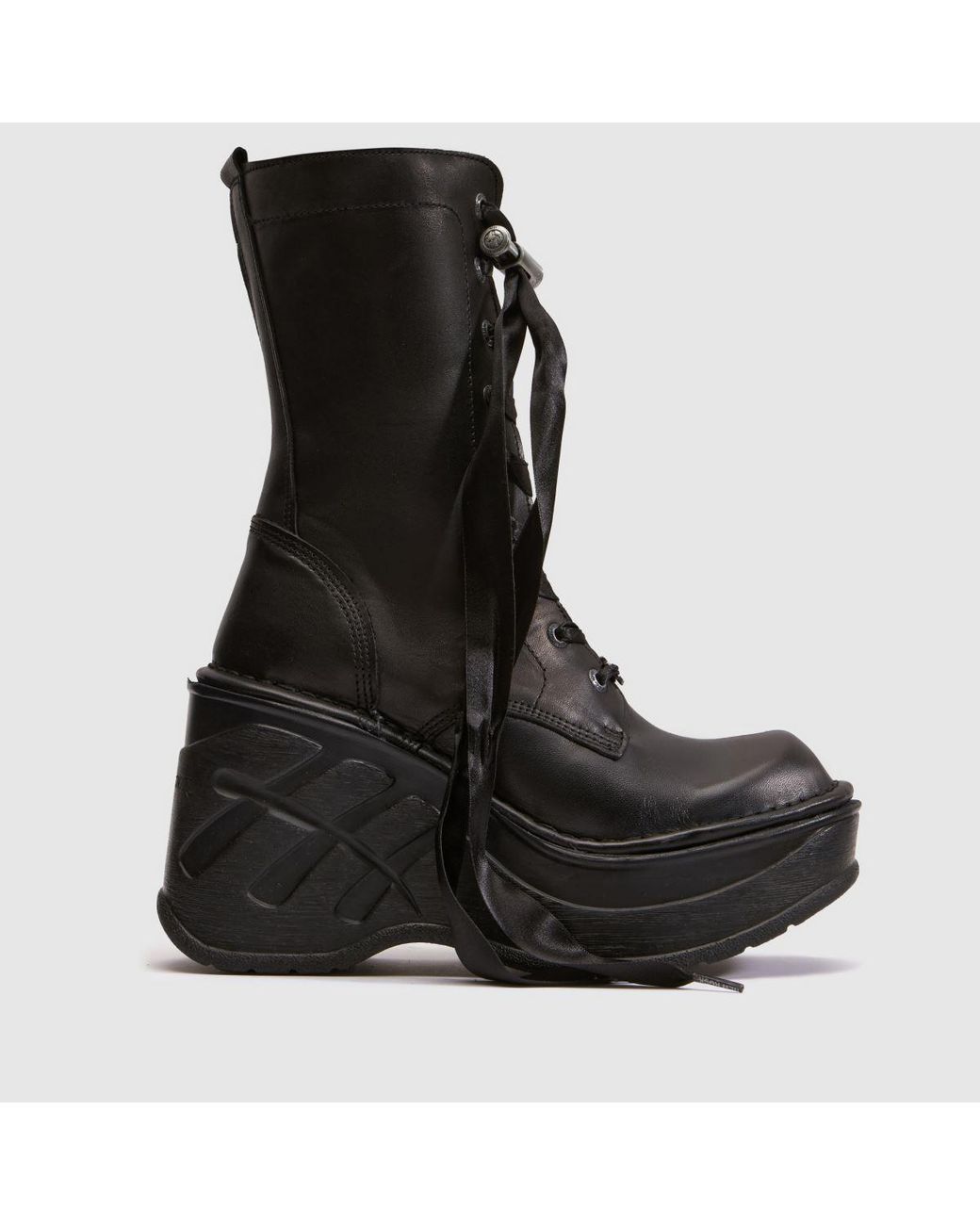 New Rock Black Wedge Boots