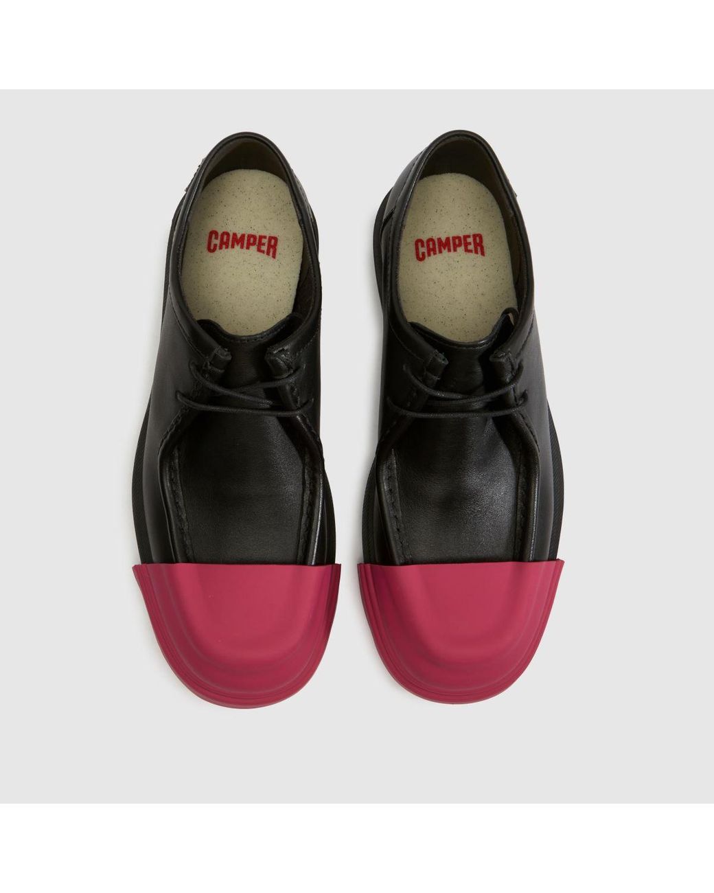 Camper Black Junction Toe Cap Flats