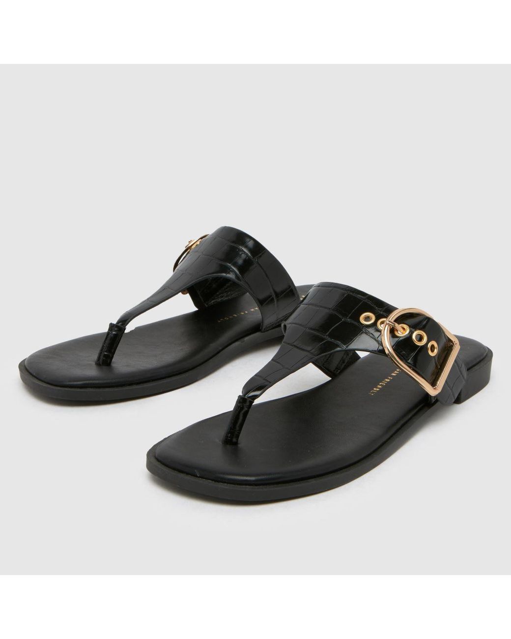 Schuh Black Teena Buckle Toe Post Sandals