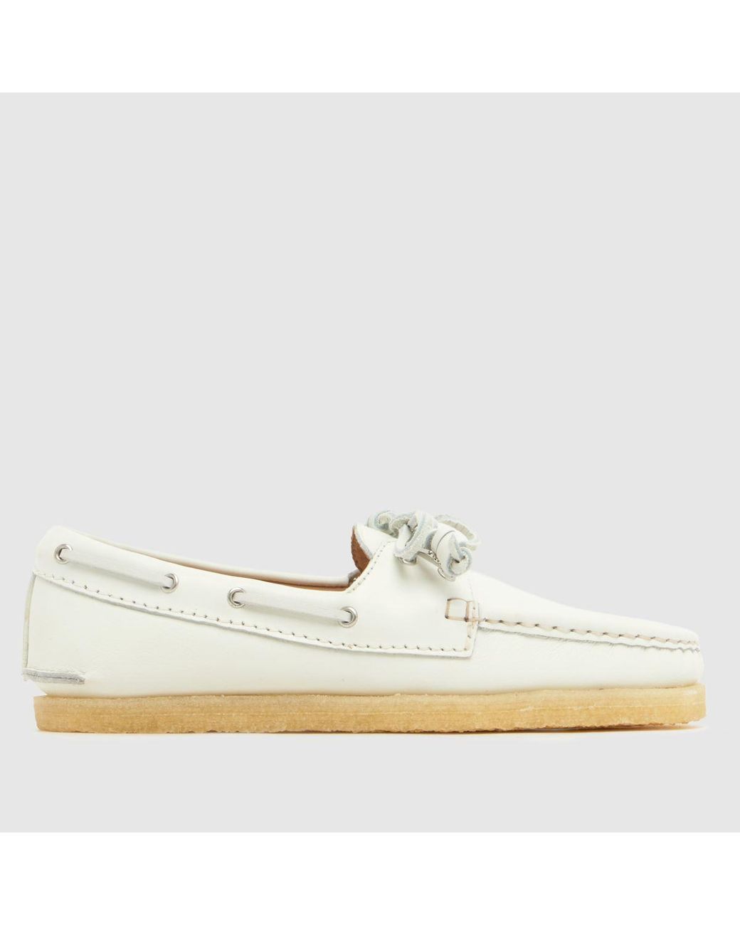 Clarks White Godney Boat Flat Shoes