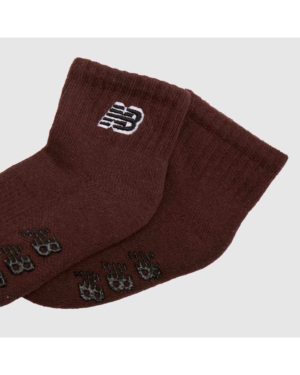 New Balance Brown Kids Grippers Ankle Socks 3Pk