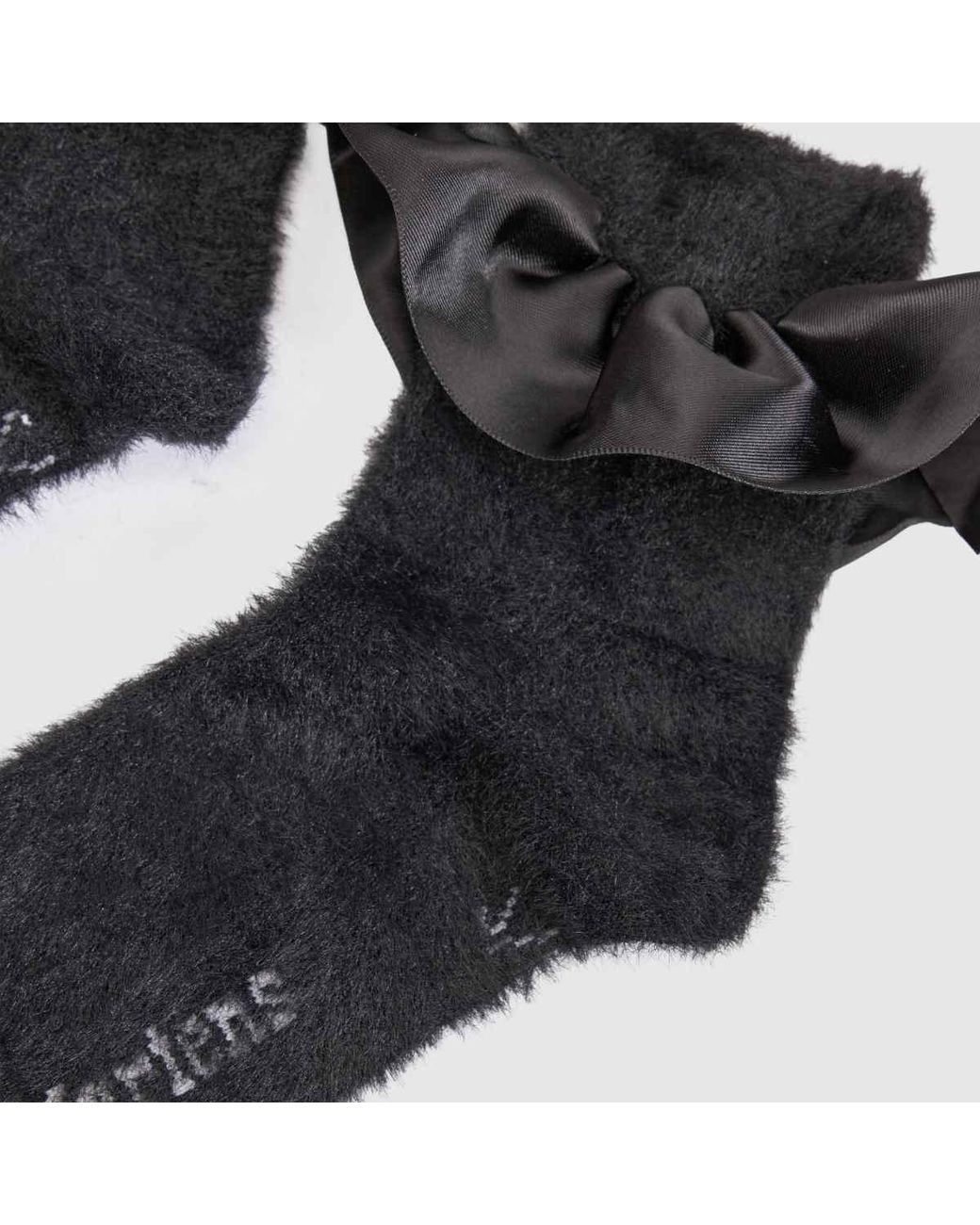 Dr. Martens Black Satin Frill Fluffy Sock