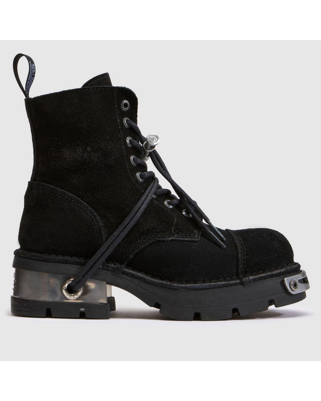 New Rock Black Distress Boots