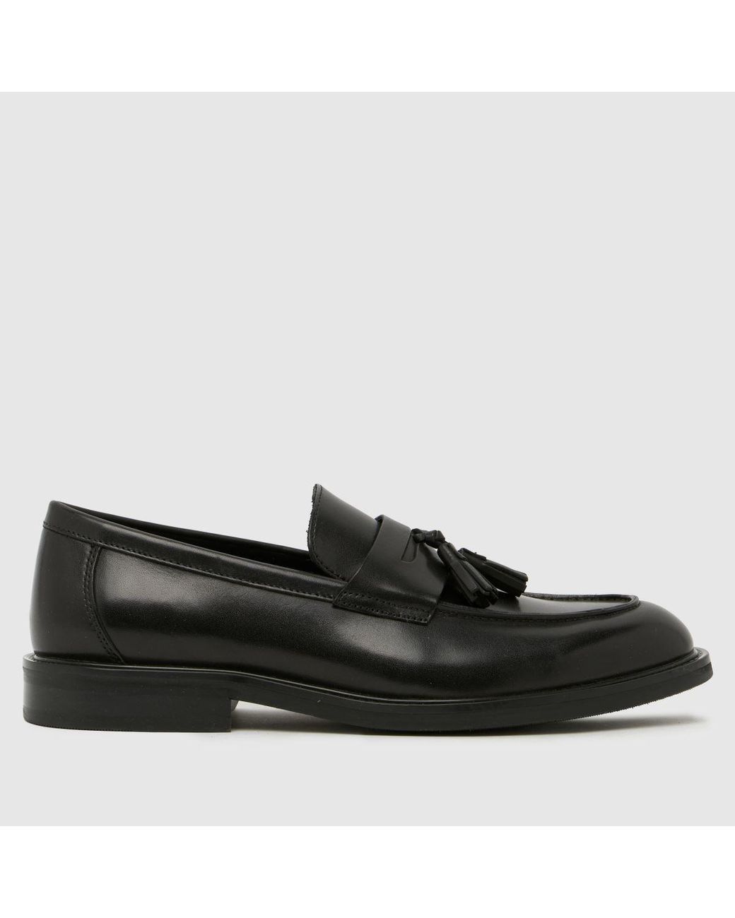 Schuh Black Rugby Leather Tassel Loafer Shoes for men