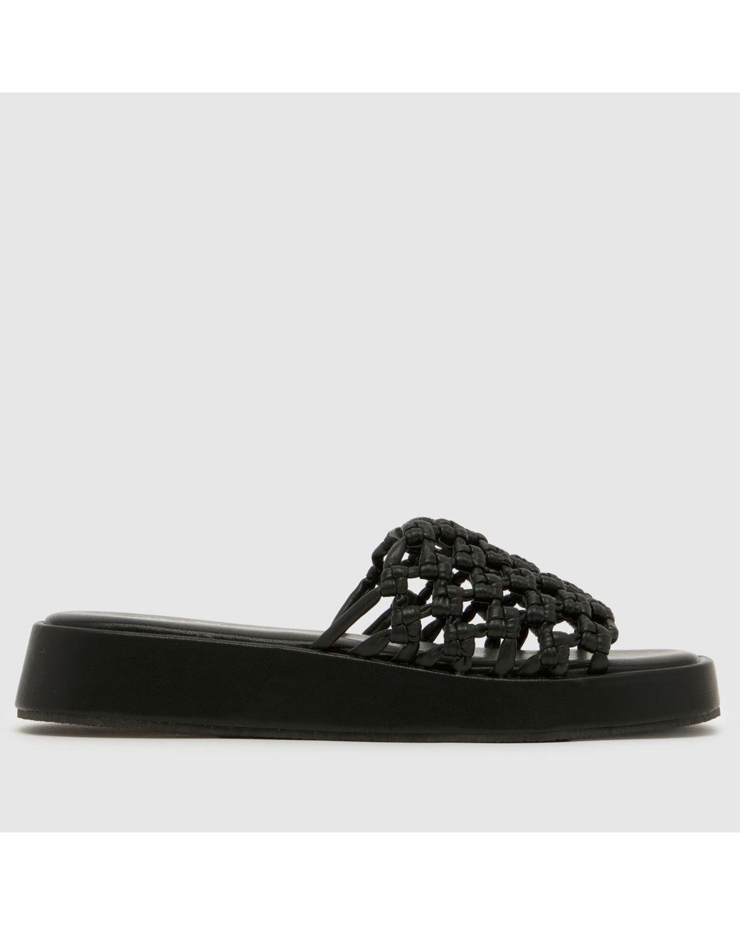 SIMMI Black Elena Raffia Slide Sandals
