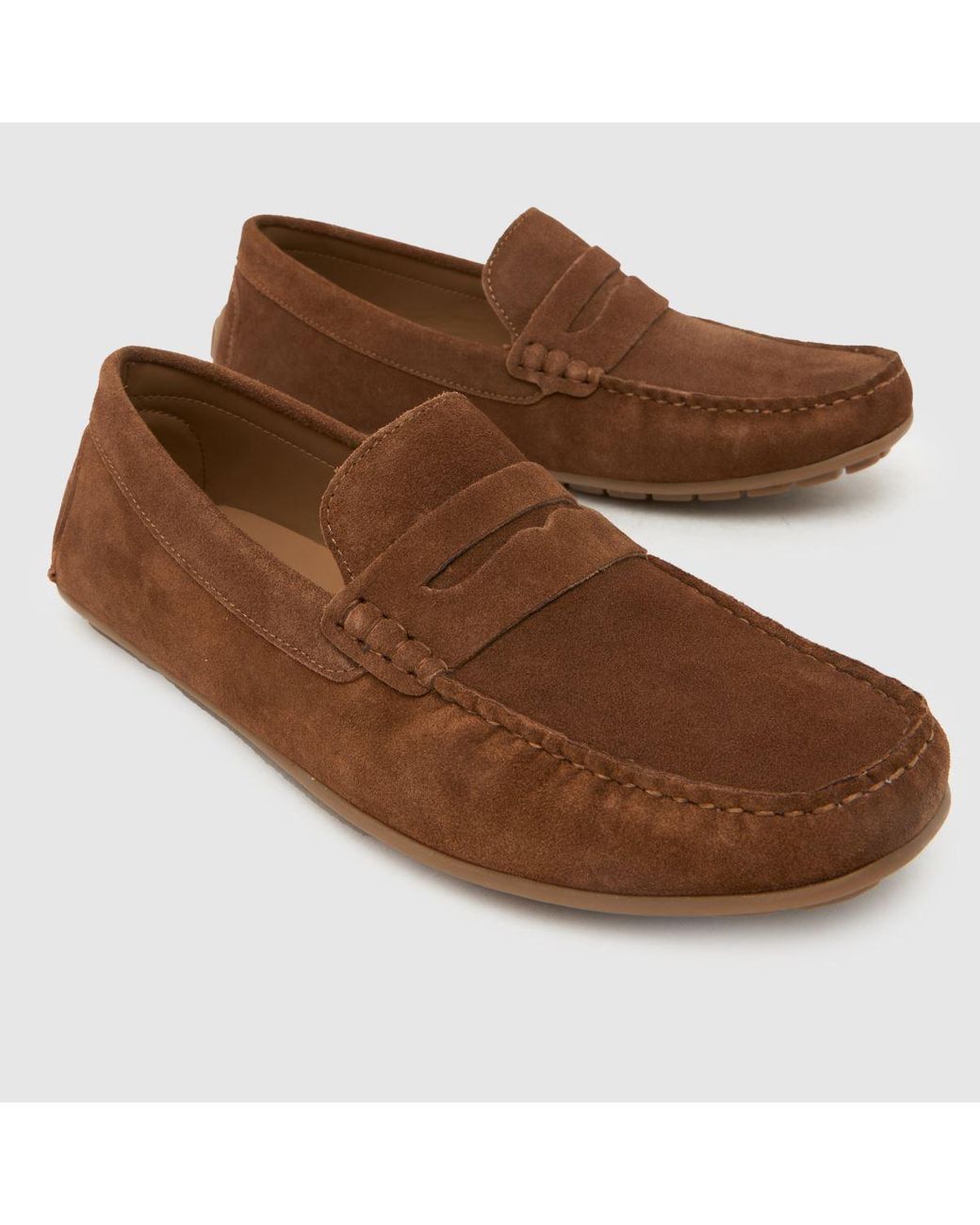 Schuh Brown Rust Suede Driver Shoes for men