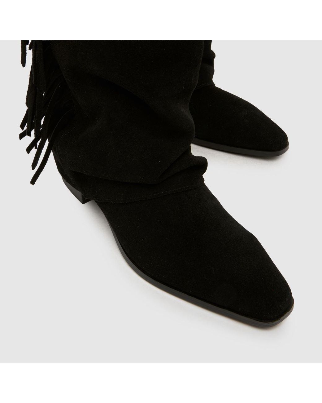 Schuh Black Dizzy Suede Tassel Western Boots