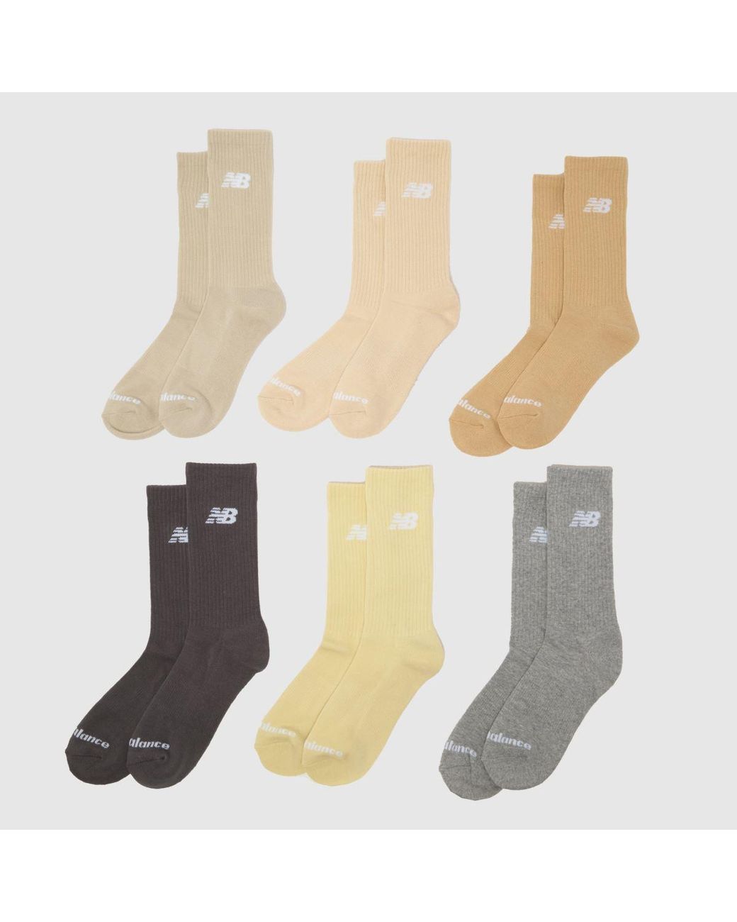 New Balance White Everyday Crew Sock 6 Pk