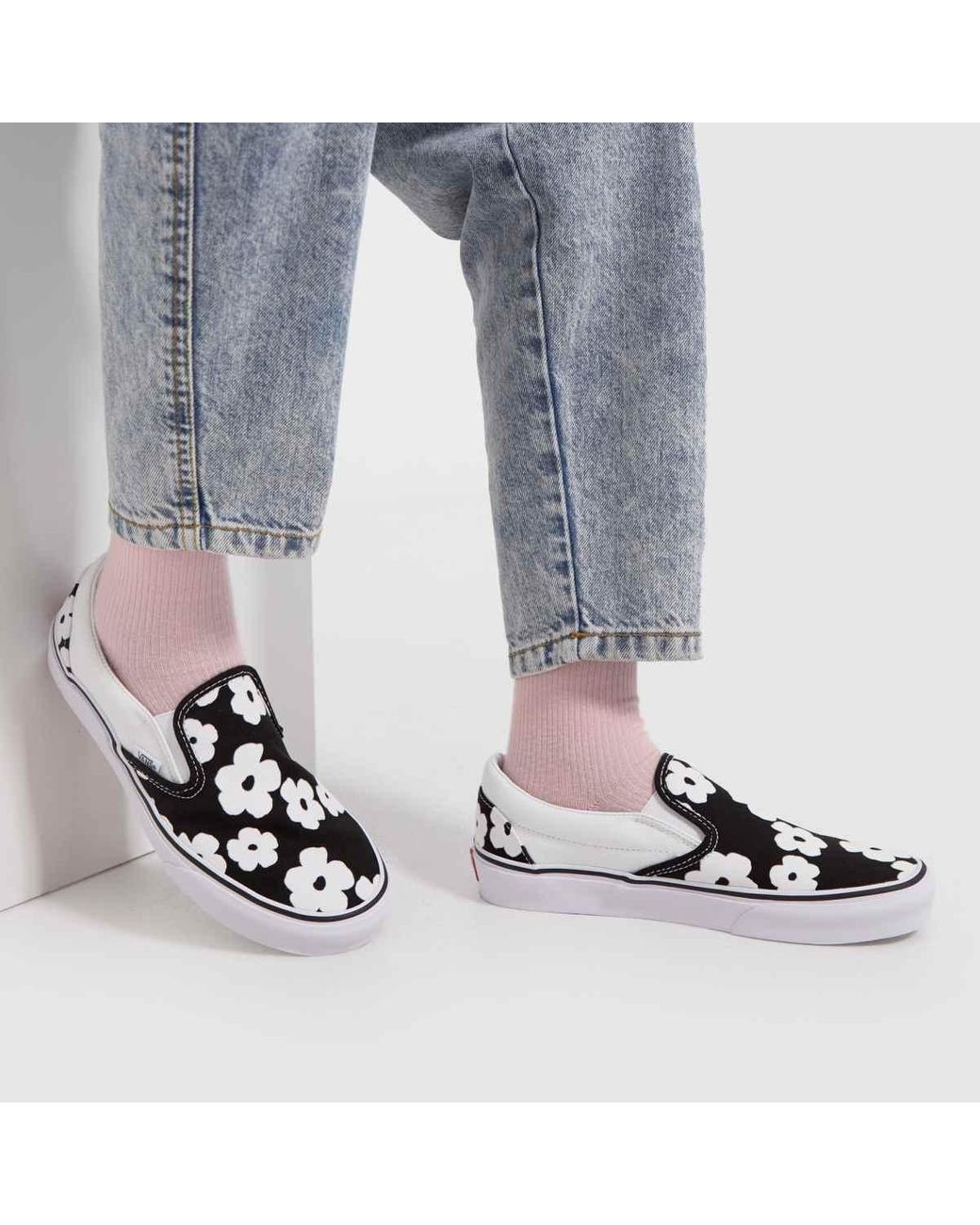 Vans Classic Slip on Floral Trainers In Black White Lyst UK