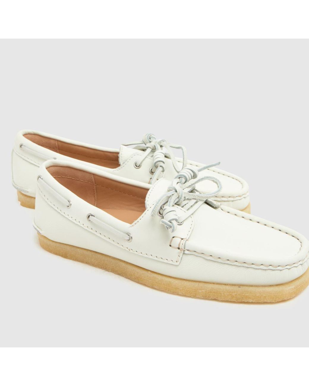 Clarks White Godney Boat Flat Shoes