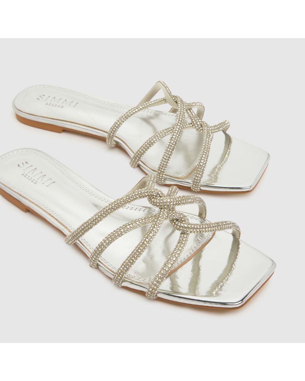 SIMMI White Esther Bling Slide Sandals