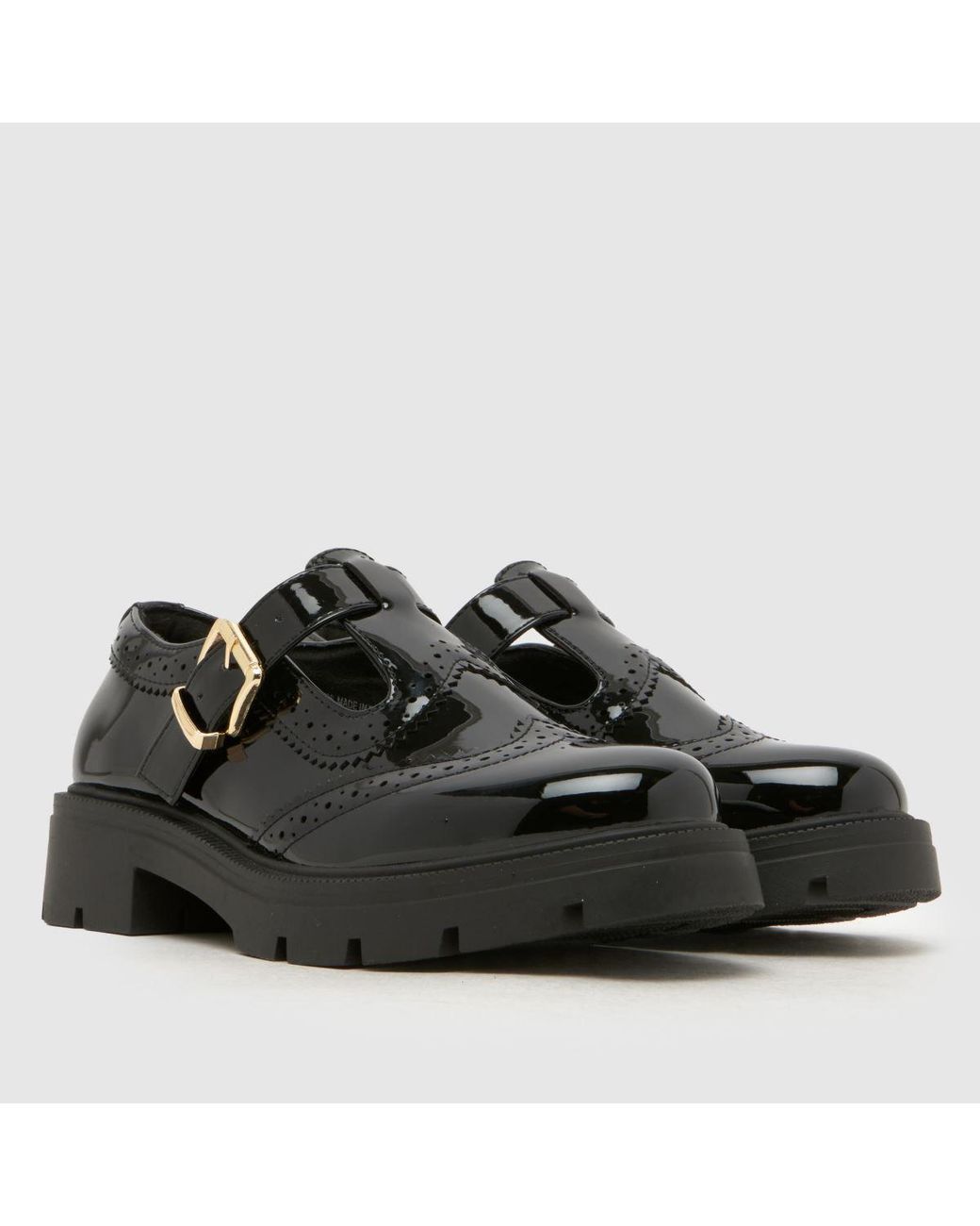 Schuh Black Leigh Chunky T-Bar Flats