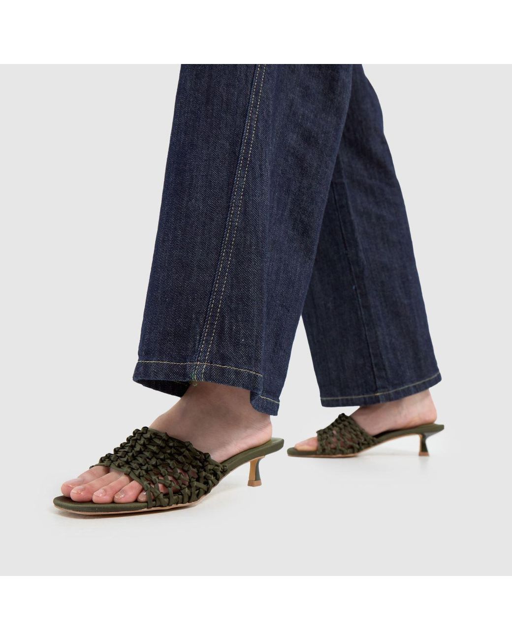 Schuh Green Sorin Woven Mule High Heels