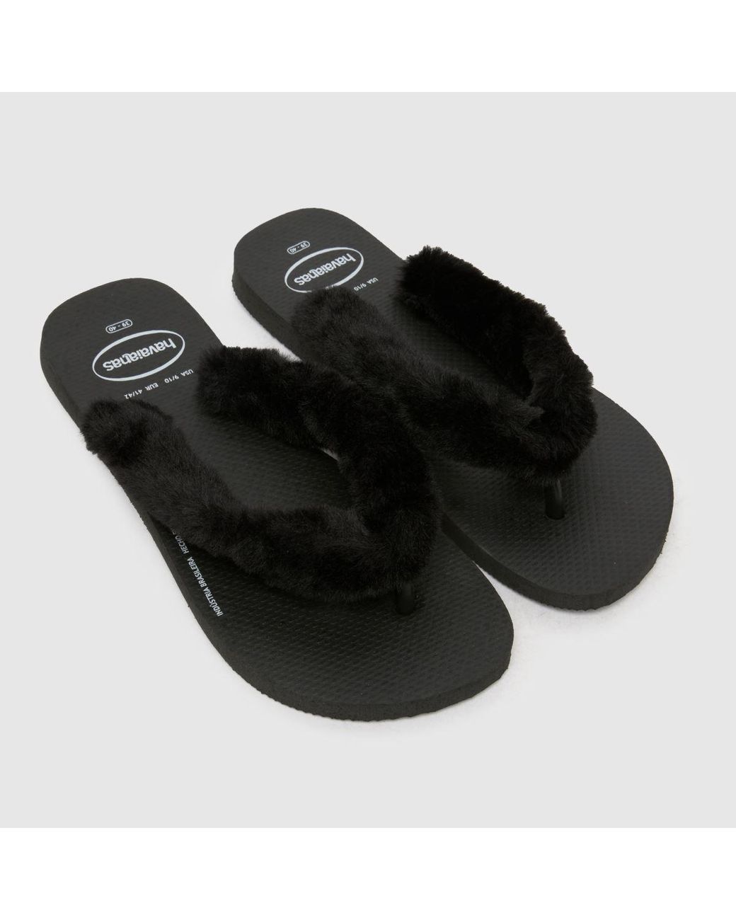 Havaianas Black Top Fluffy Sandals