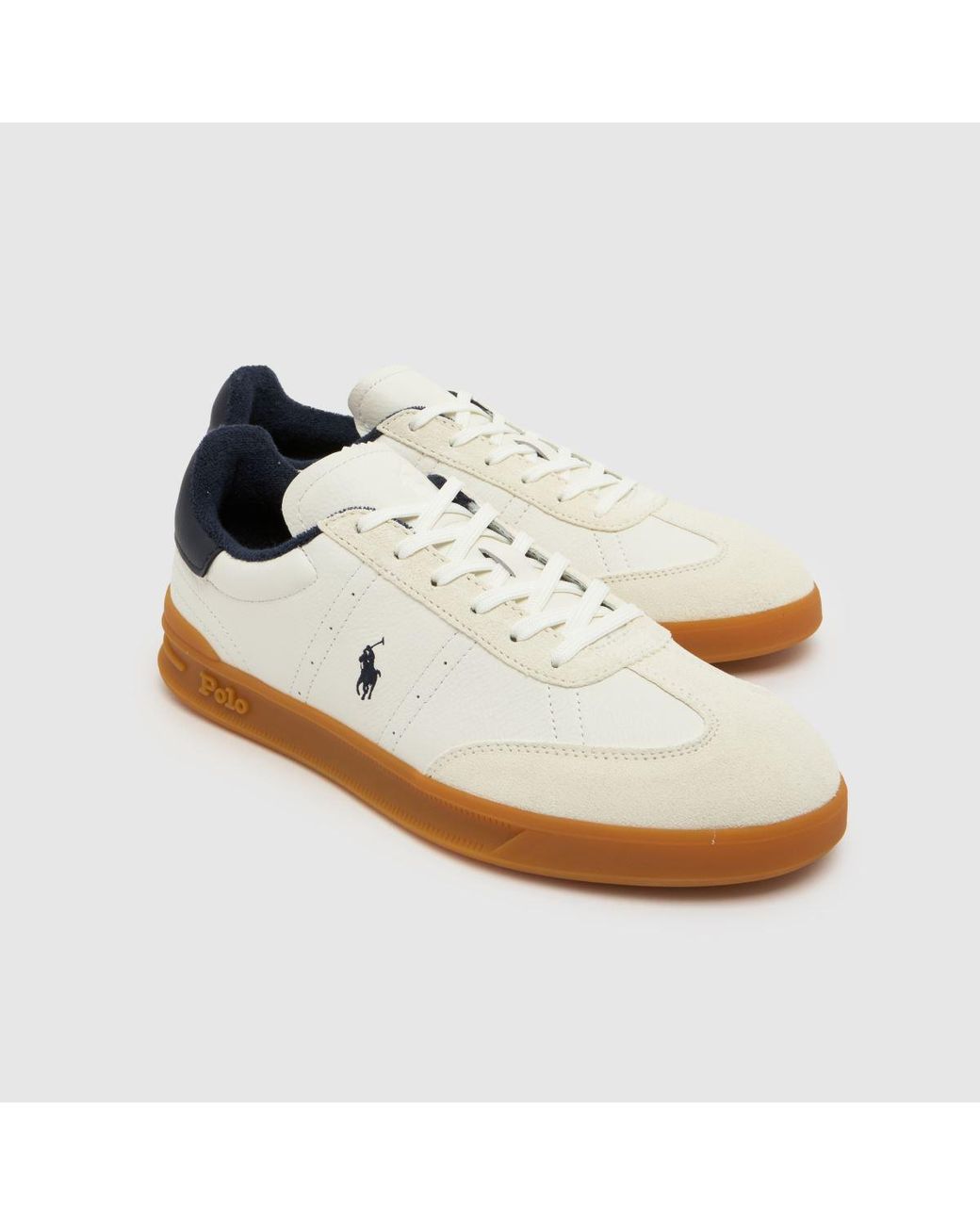 Polo Ralph Lauren White Heritage Aera Leather-Suede Sneaker for men