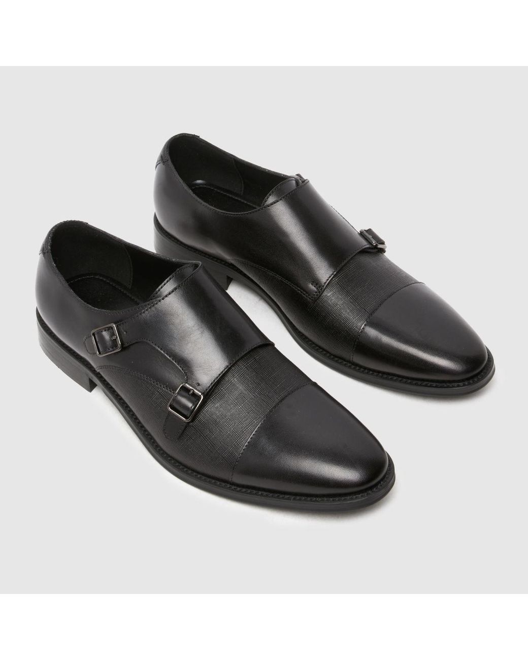 Schuh Black Rocky Leather Monk Shoes for men
