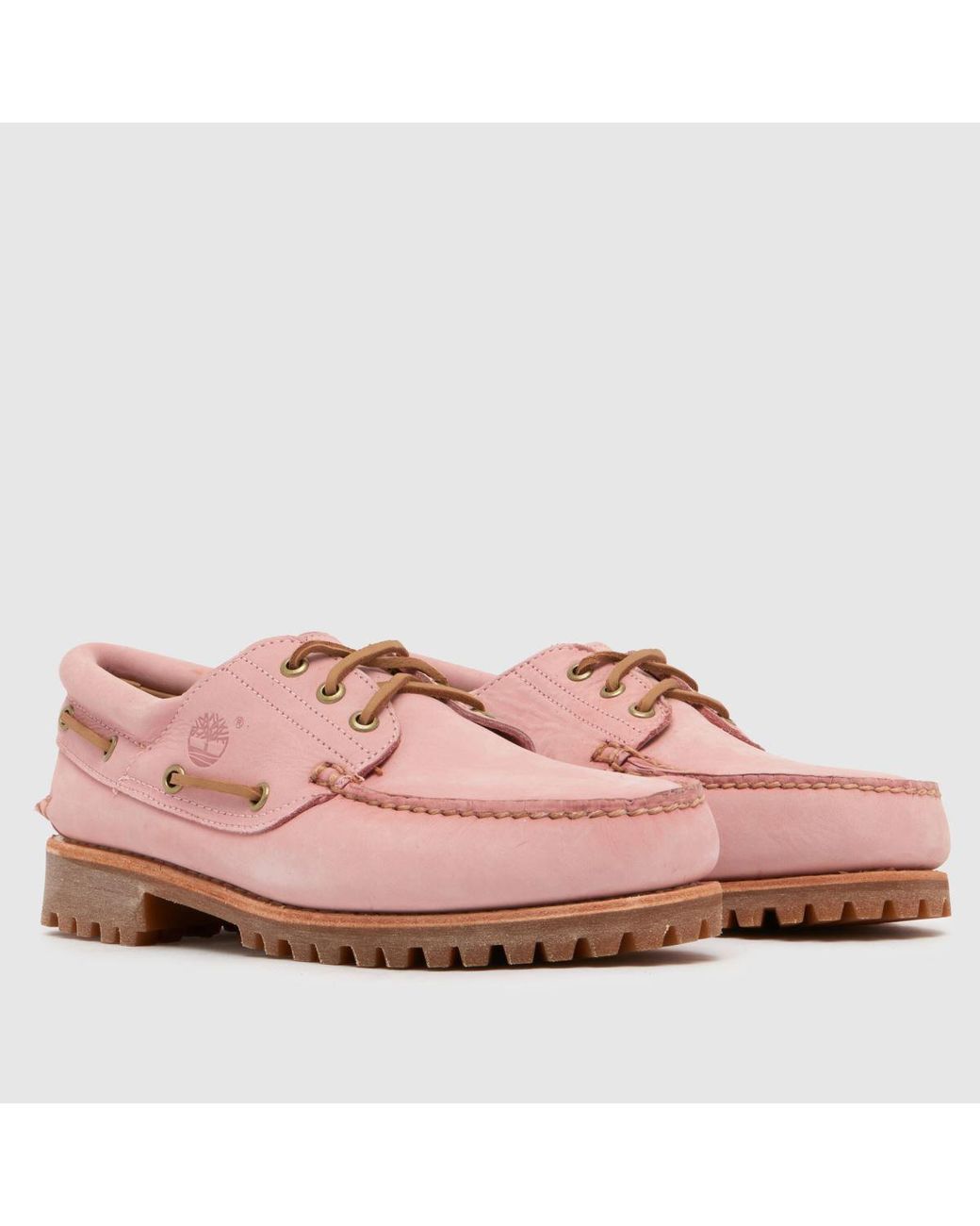 Timberland Pink Authentic 3 Eye Boat Shoes for men