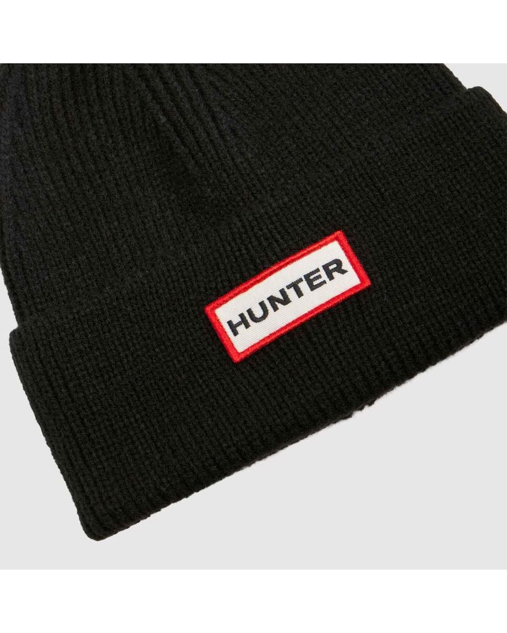 Hunter Black S Boot Acksley Knit Ribbed Beanie