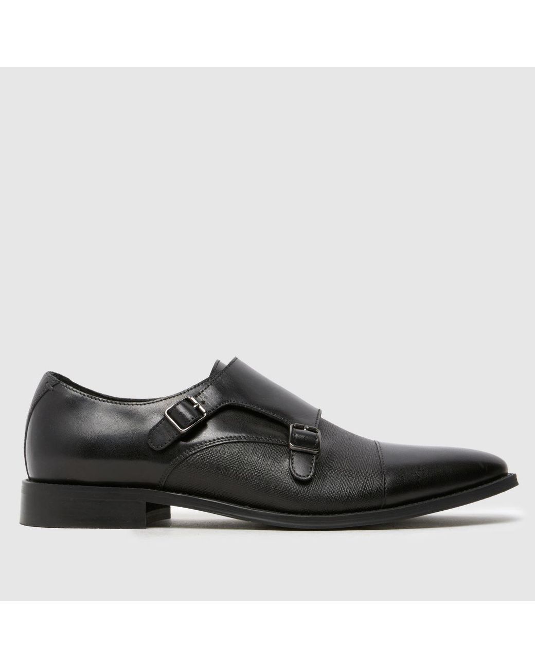 Schuh Black Rocky Leather Monk Shoes for men
