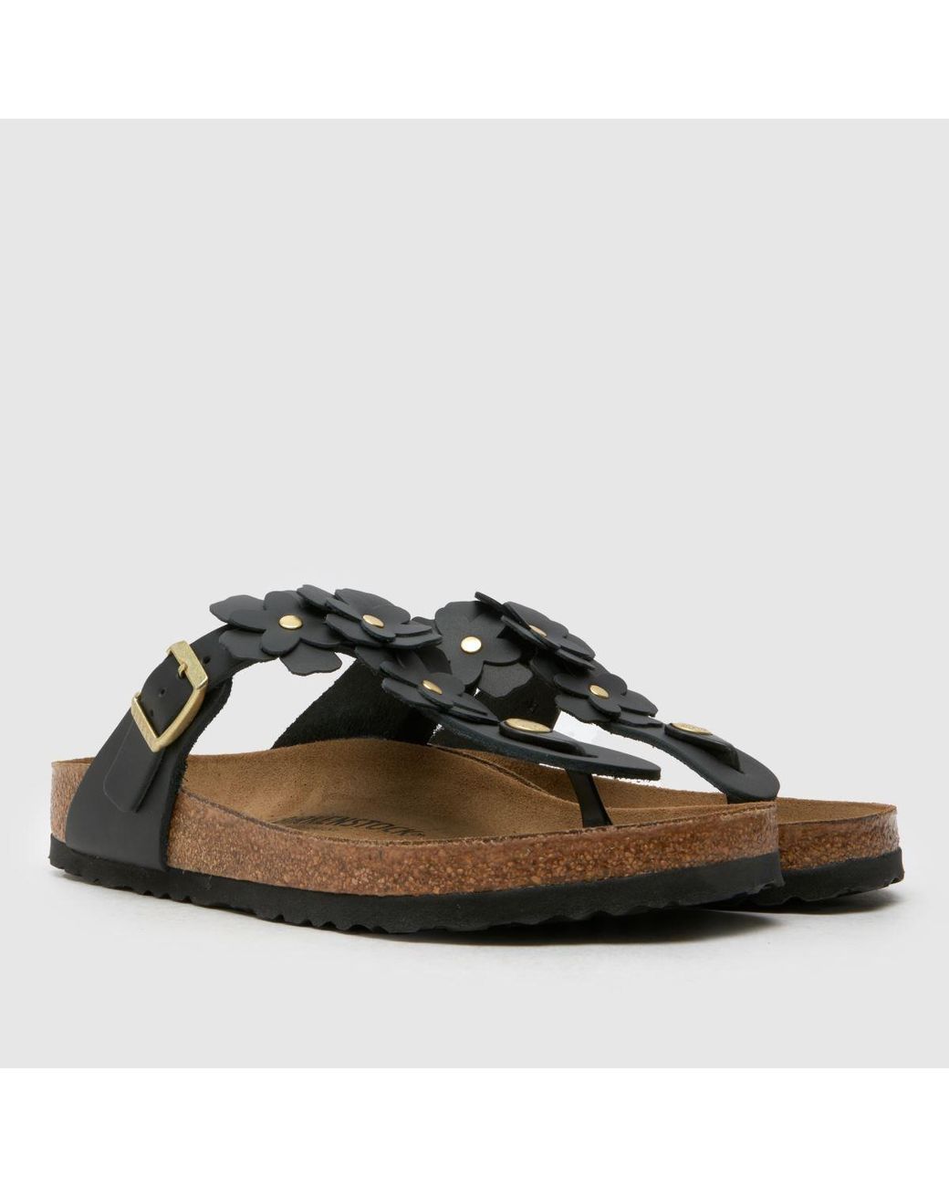 Birkenstock Black Gizeh Flowers Sandals