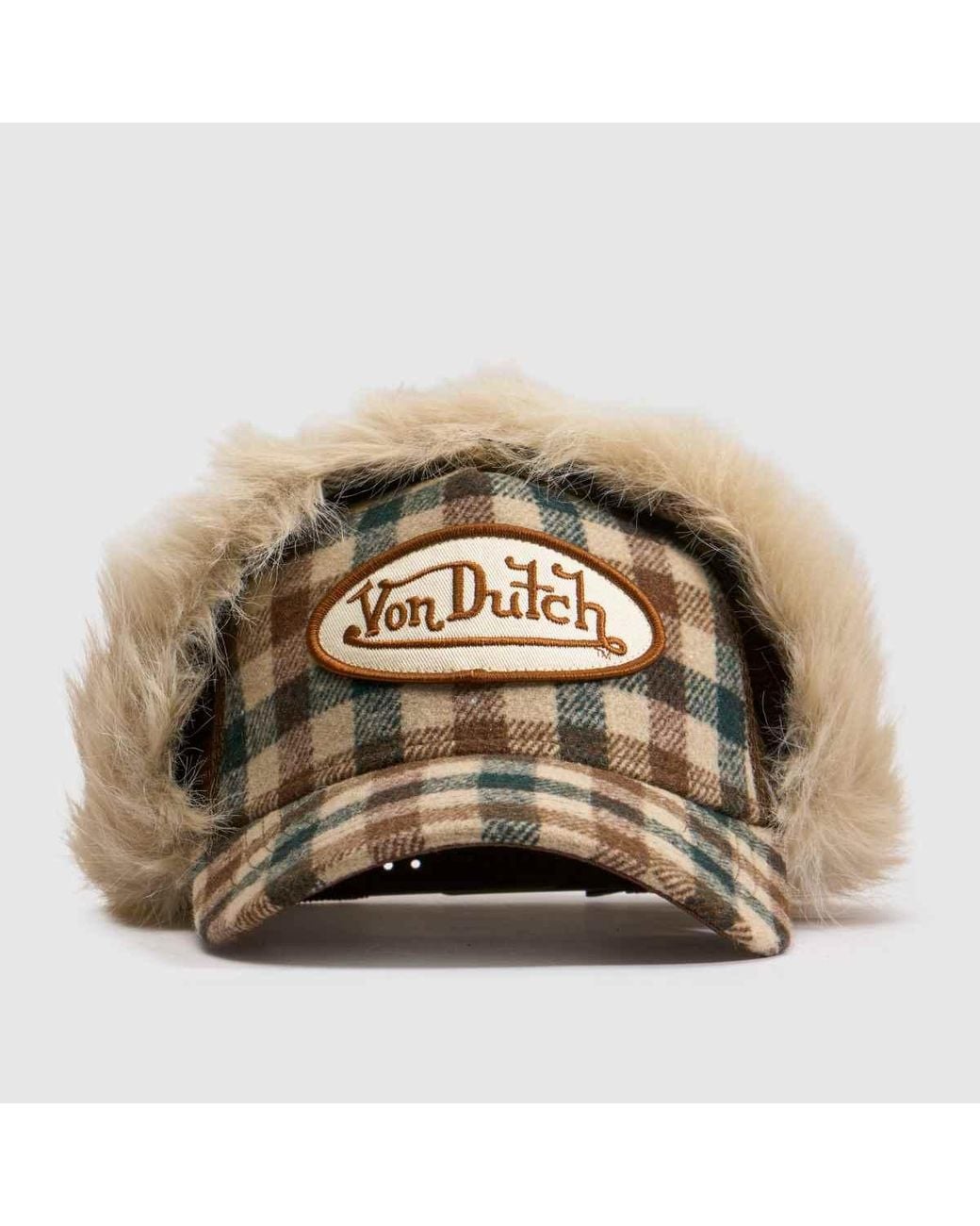 Von Dutch Metallic Check Trapper Cap