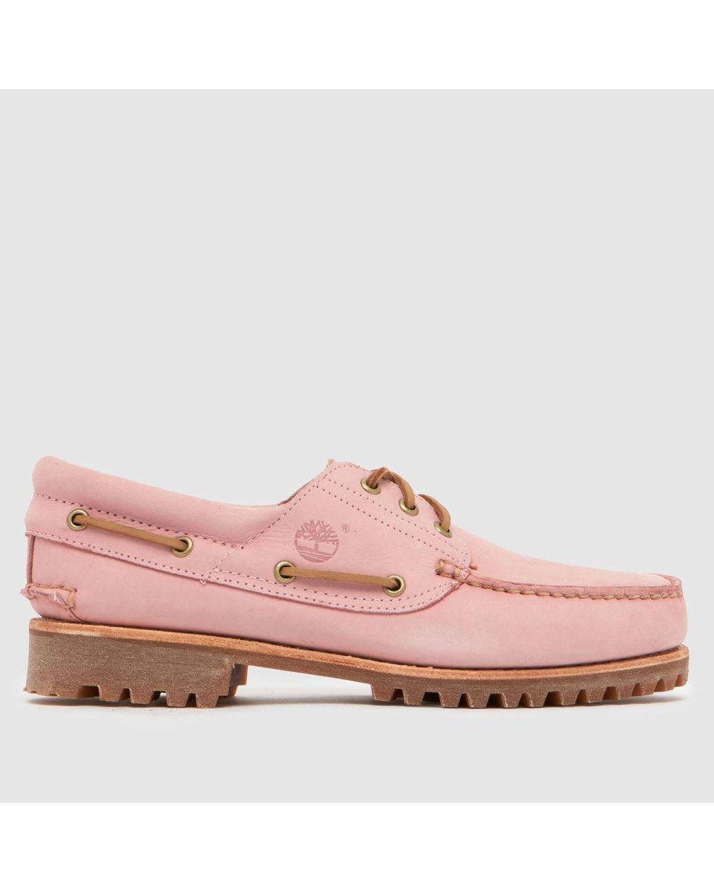 Timberland Pink Authentic 3 Eye Boat Shoes for men