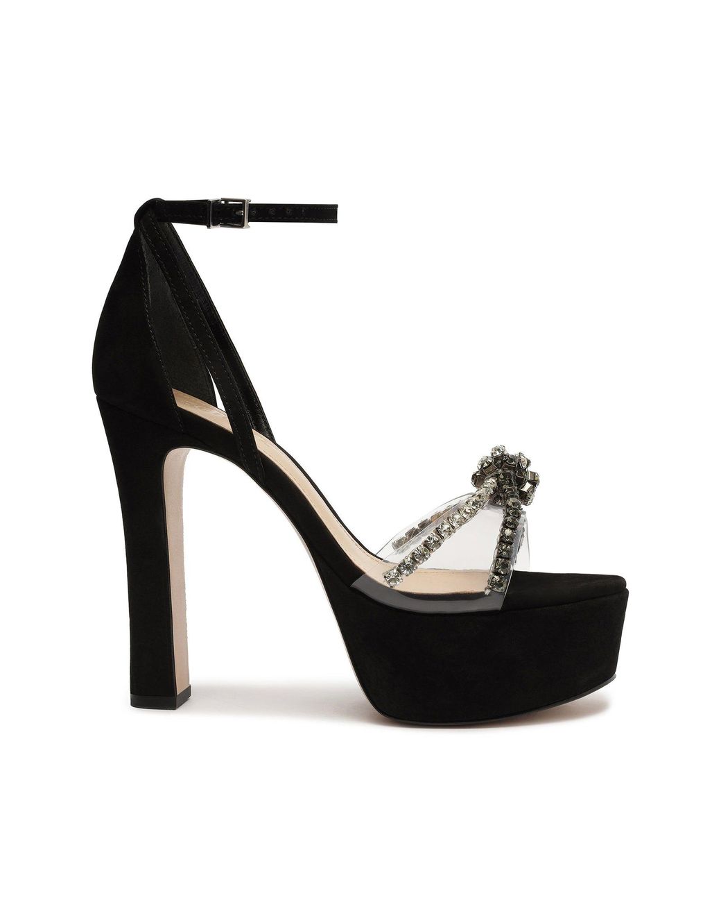 SCHUTZ SHOES Jayda Platform Nubuck Sandal in Black | Lyst