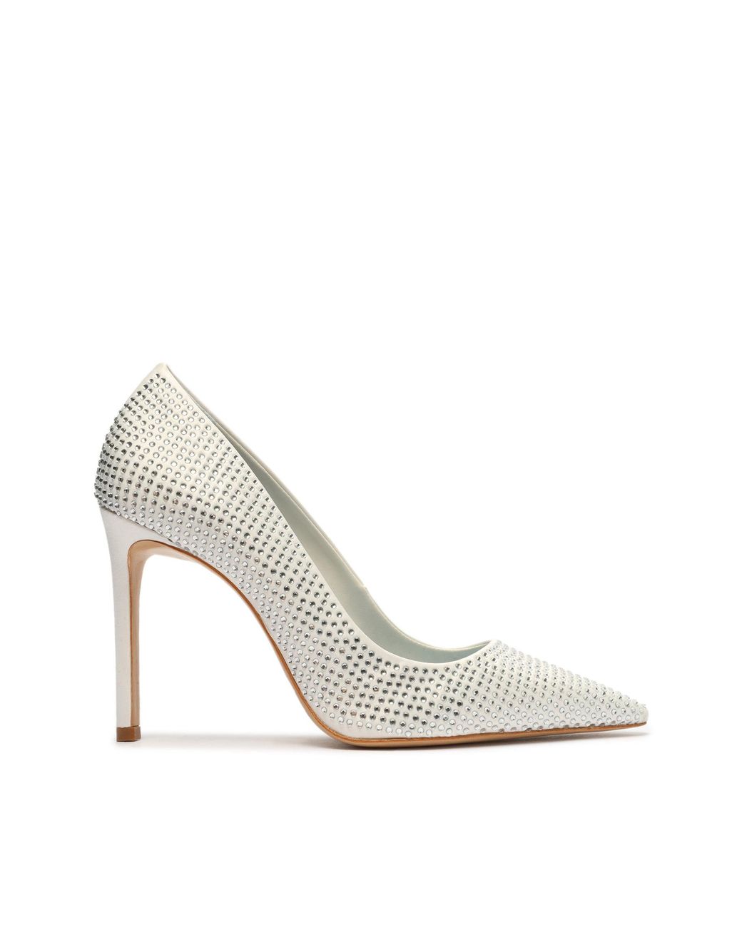 SCHUTZ SHOES Lou Crystal Satin Pump in White | Lyst