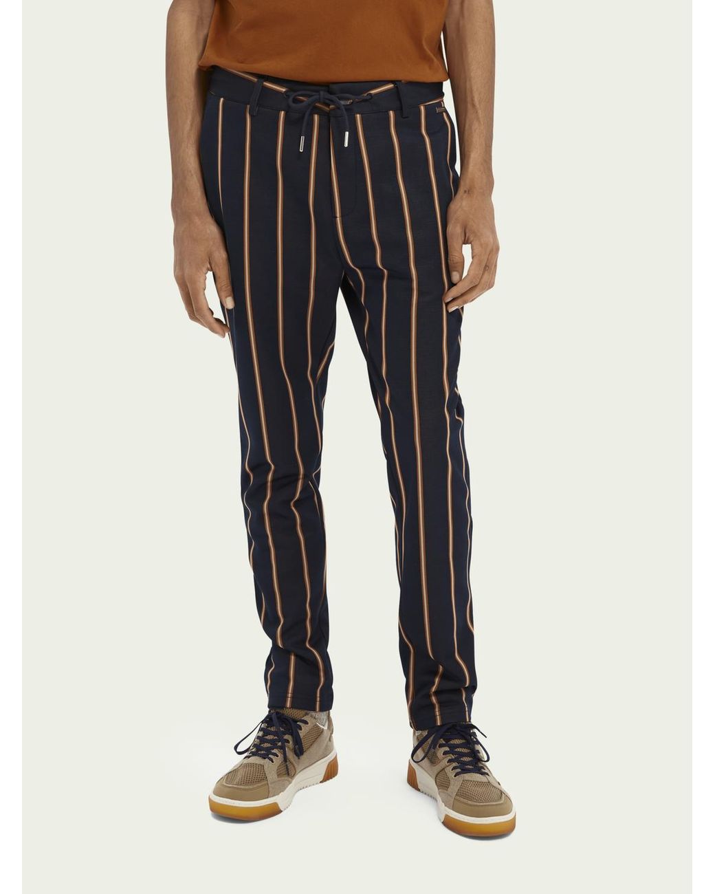 Scotch & Soda Striped Mid-rise Drawstring Trousers in Combo a (Blue ...