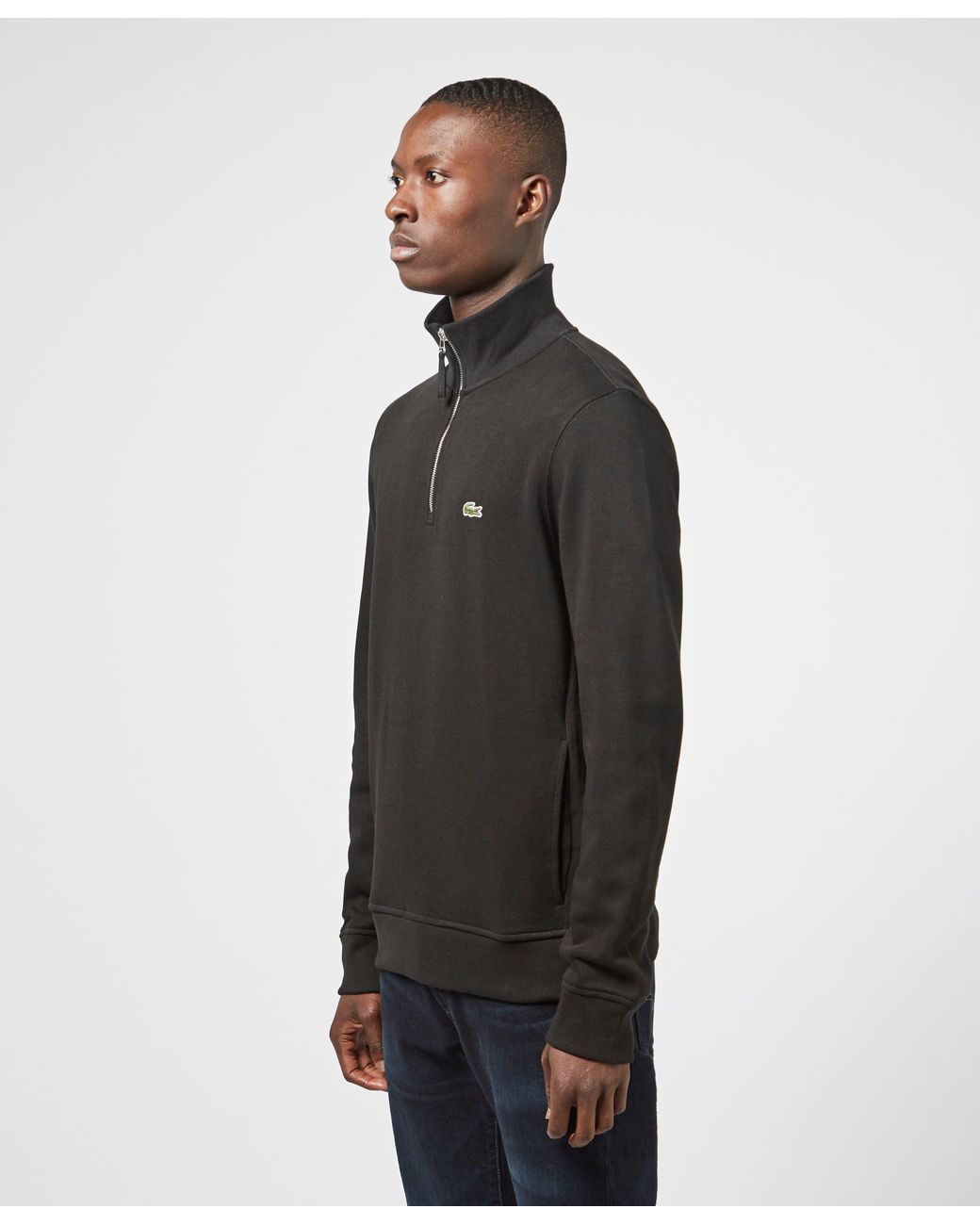 Cotton Blend Fleece Zip Sweatshirt Lacoste Full Zip Track Top Black