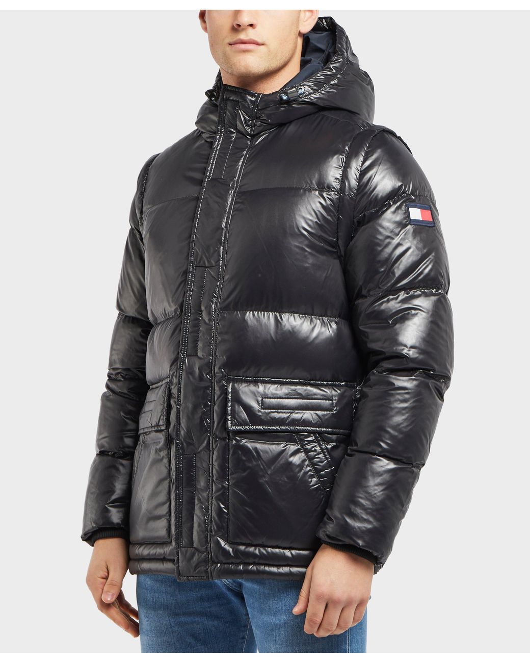 Tommy Hilfiger Synthetic Shiny Down Jacket in Black for Men | Lyst ...