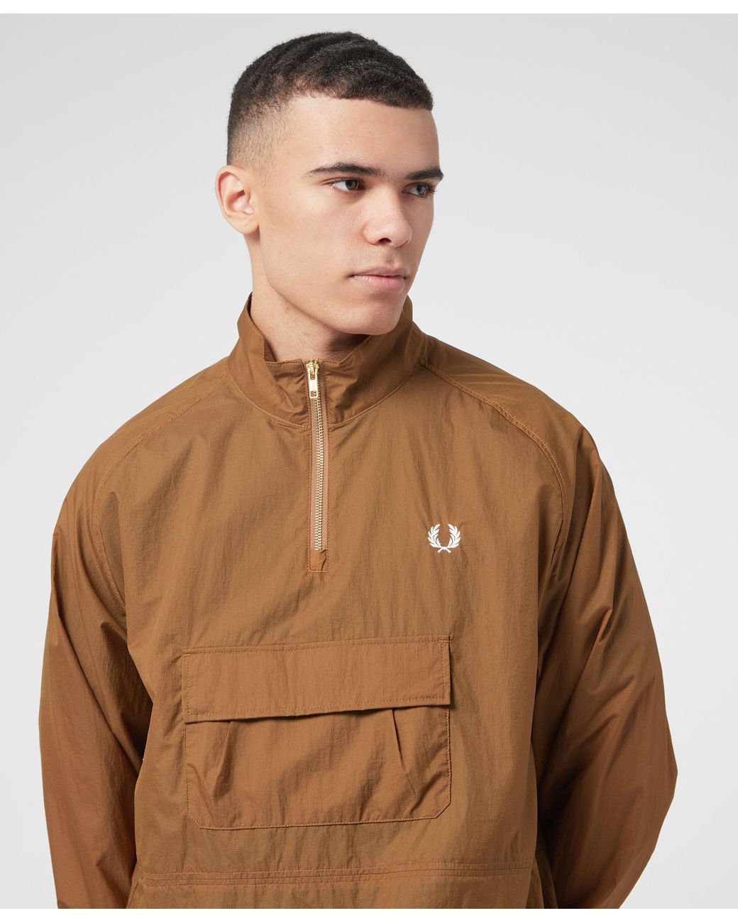 Fred Perry Synthetic Ripstop Cagoule Jacket in Brown for Men | Lyst