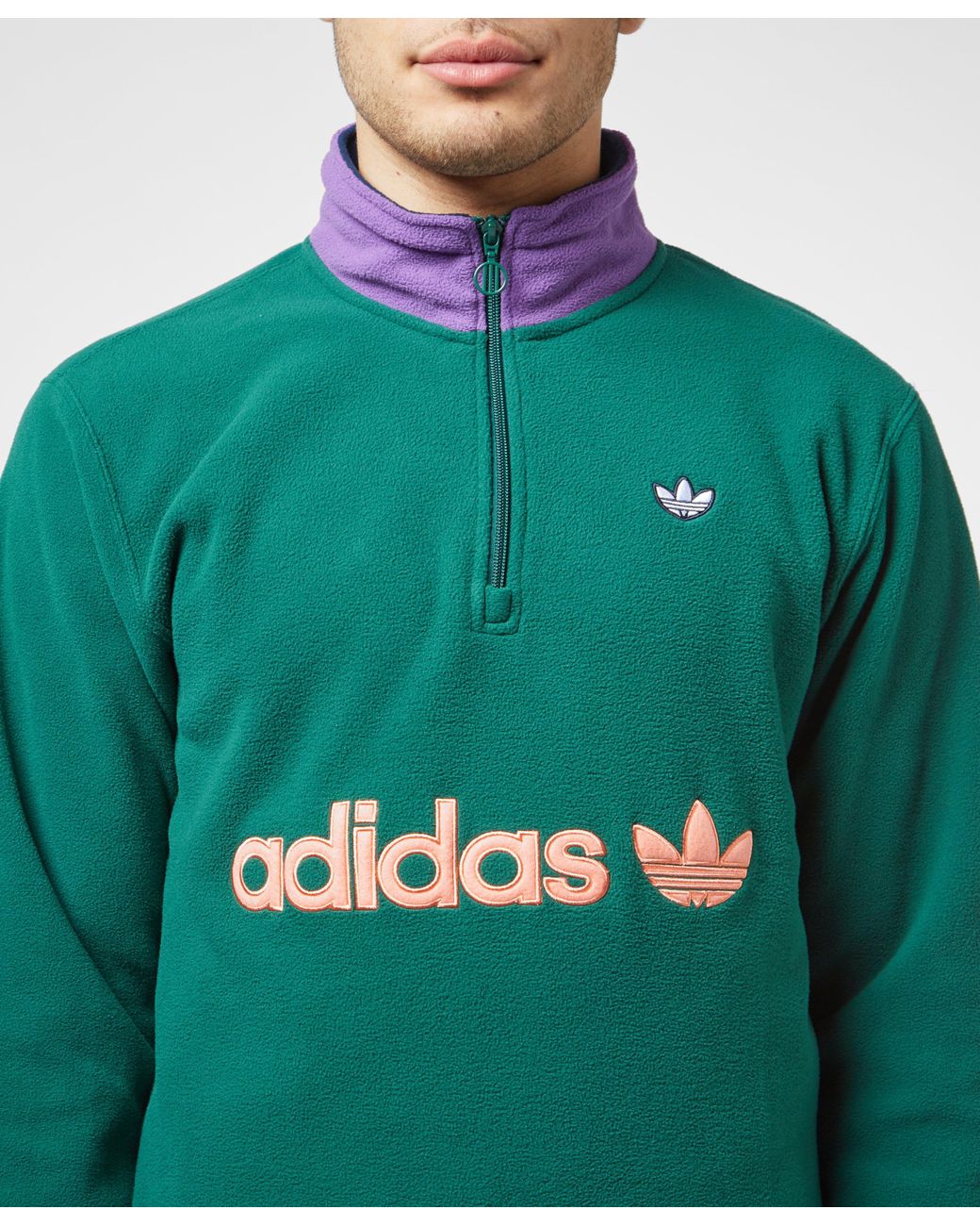 adidas Originals Half Zip Fleece in Green for Men | Lyst