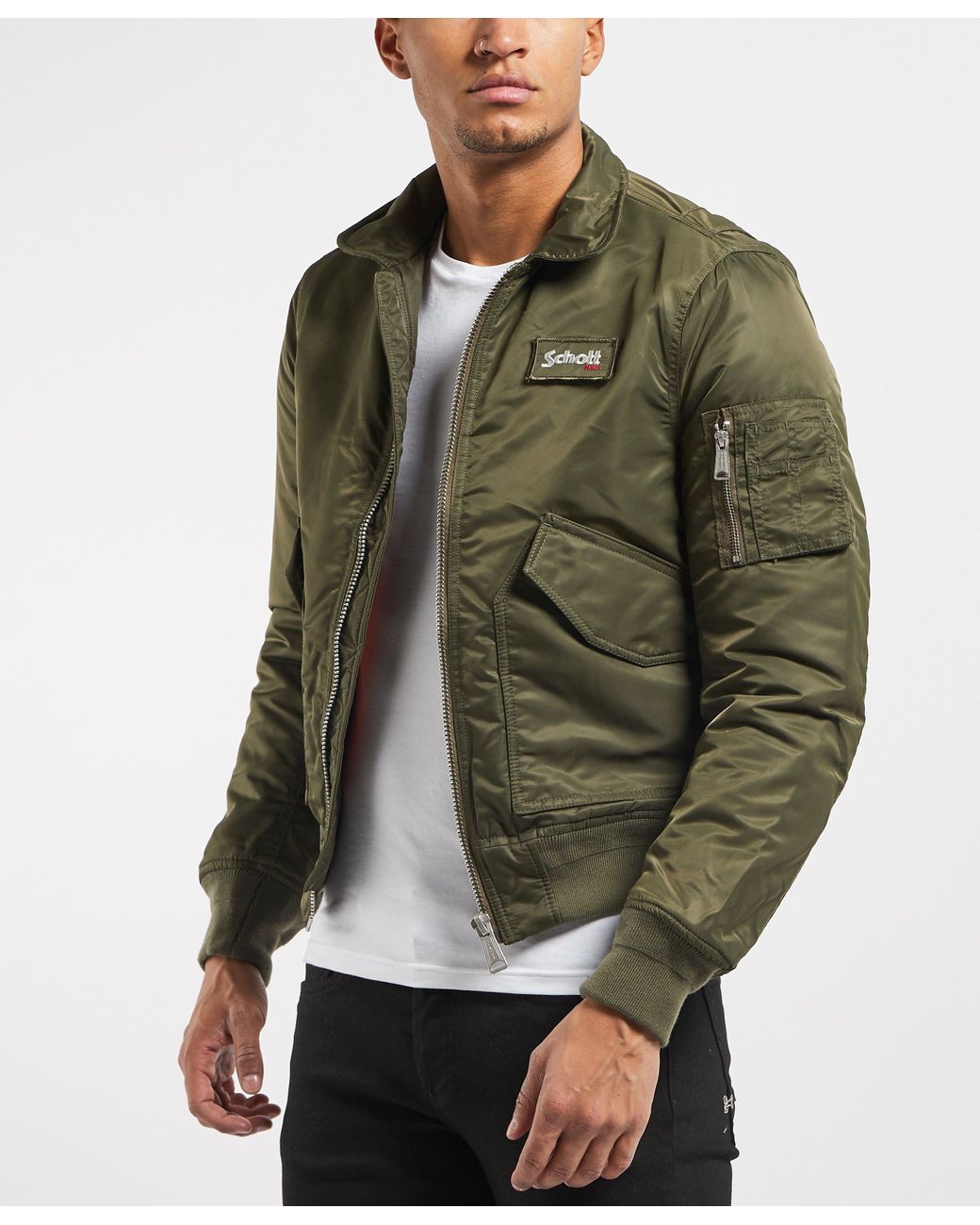 Schott Nyc Cwu Bomber Jacket in Green 