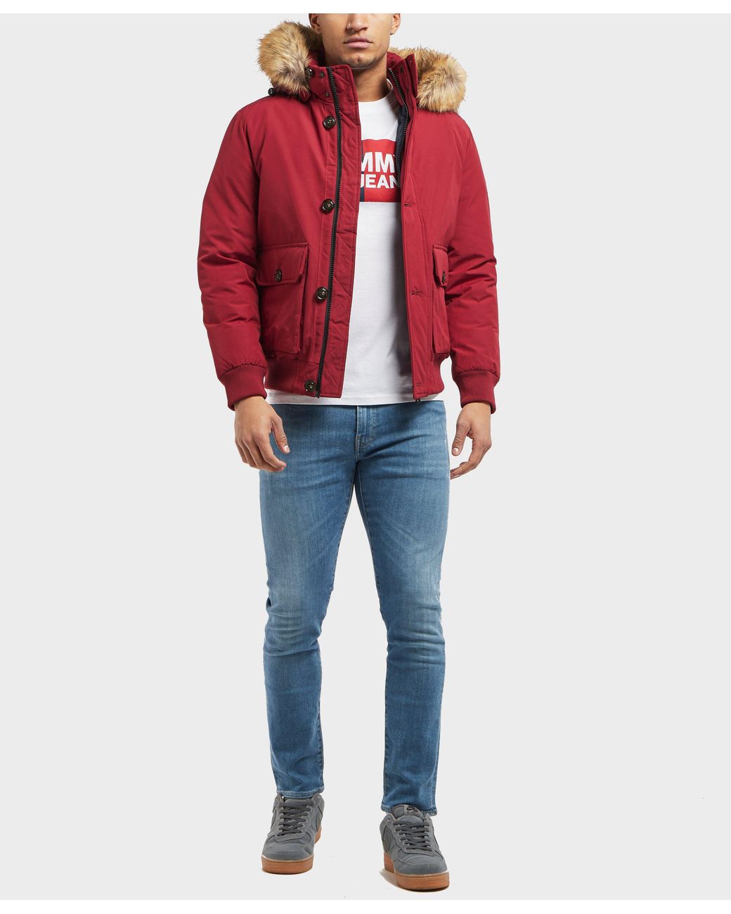 Tommy Hilfiger Hampton Down Bomber Jacket in Red for Men | Lyst