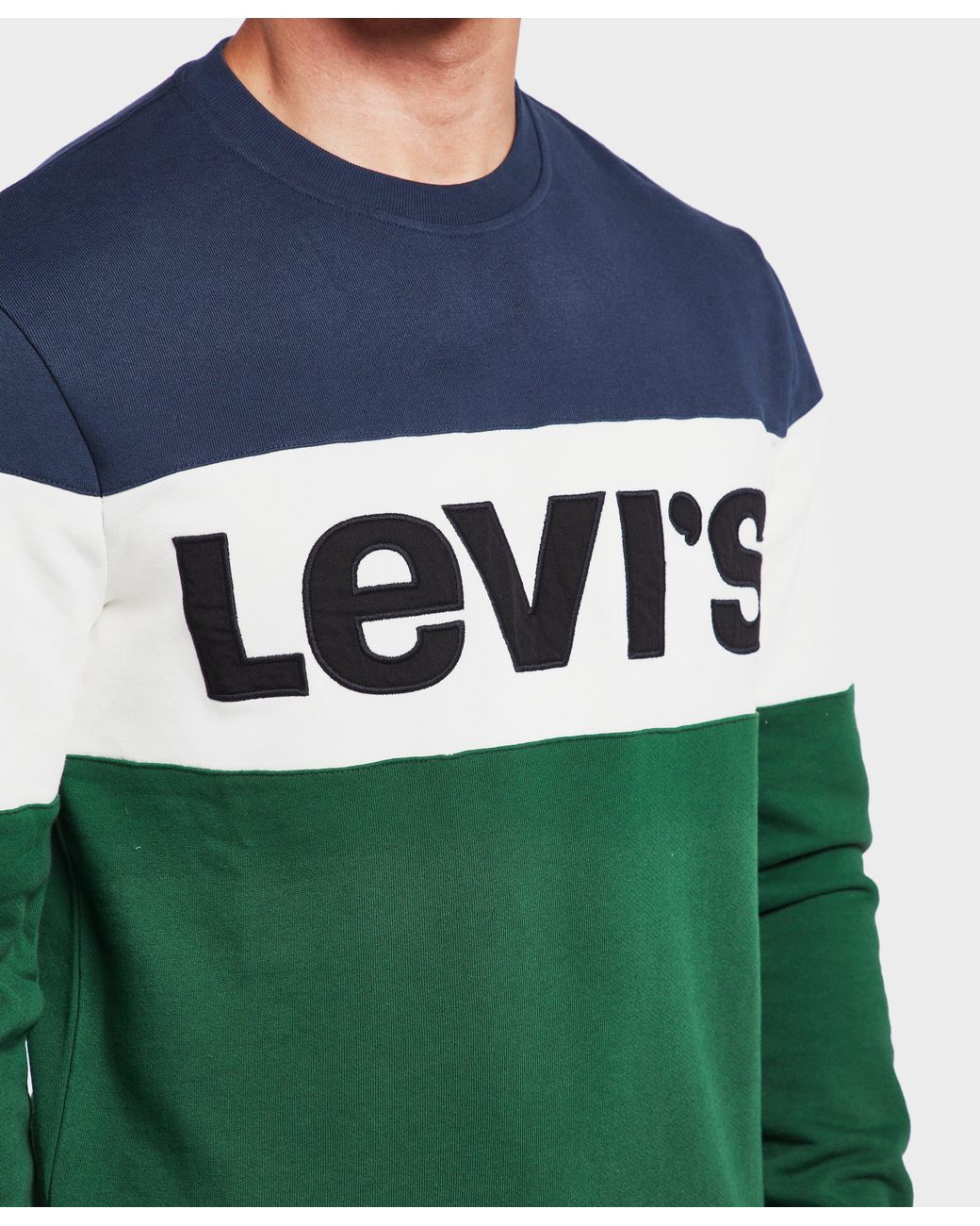 Green Colourblock Crew Neck Sweatshirt 
