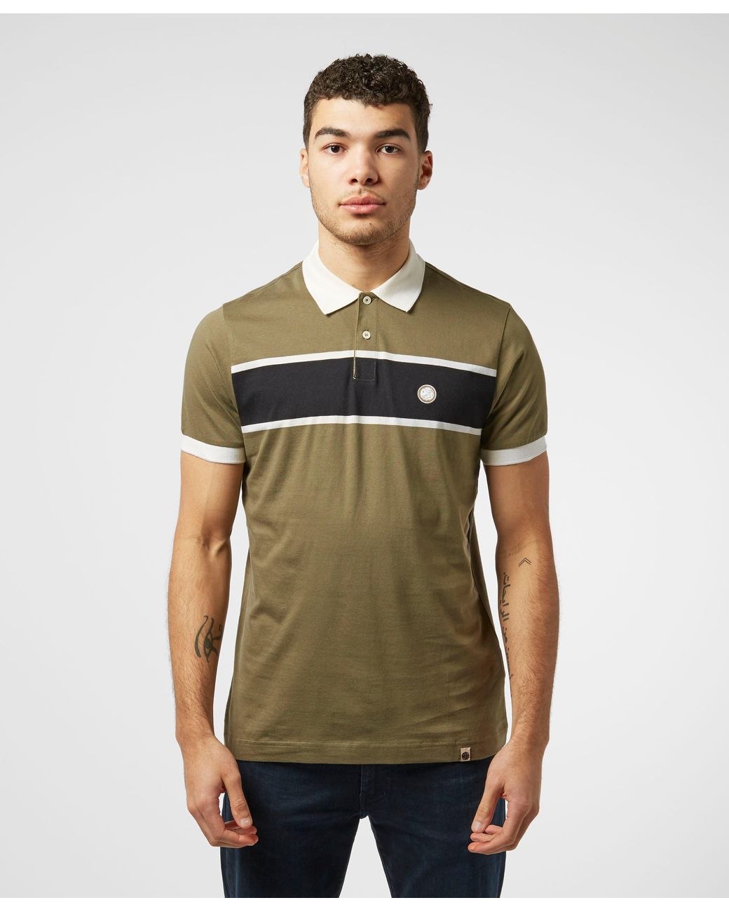 Pretty Green Cut And Sew Short Sleeve Polo Shirt - Exclusive in Green ...