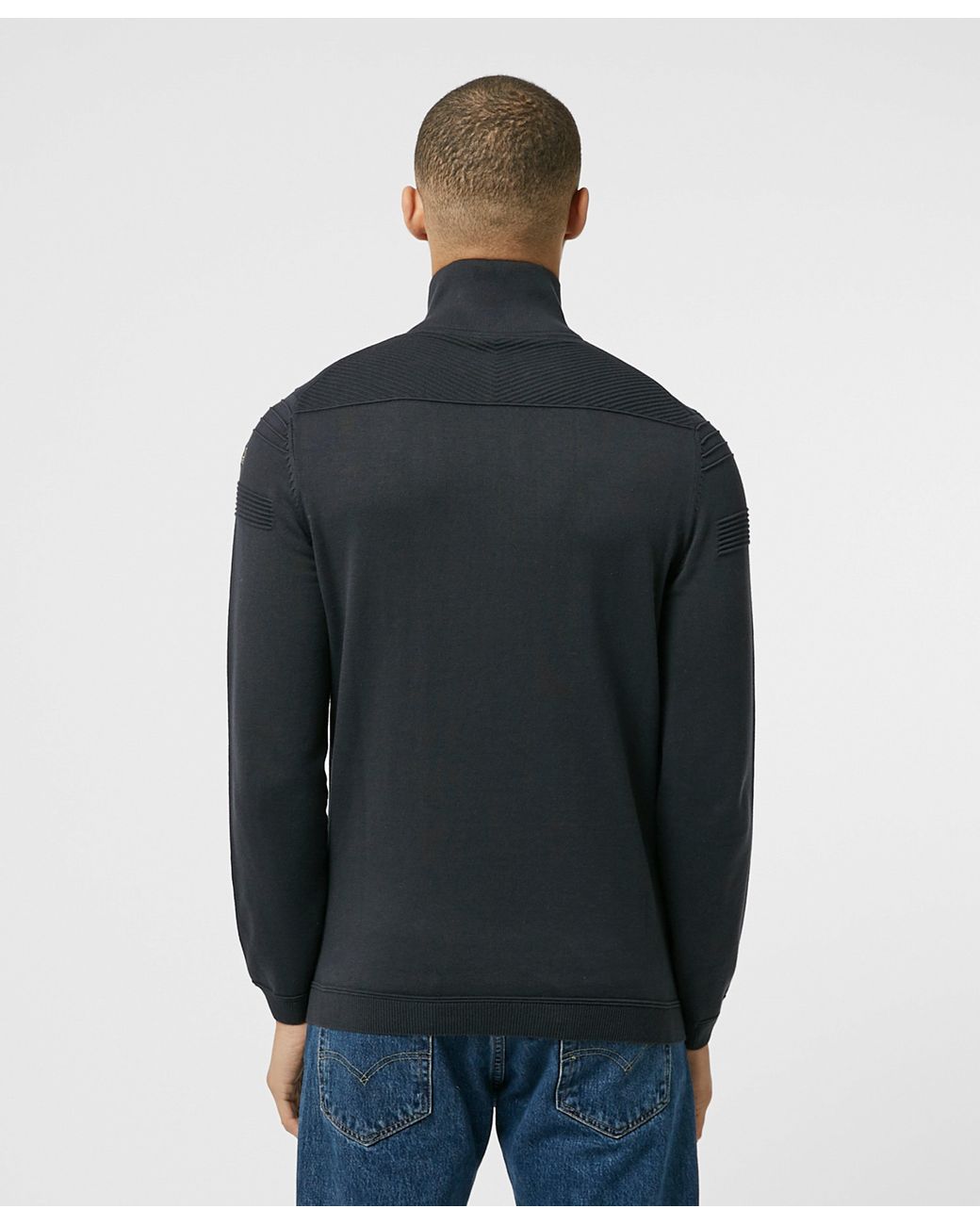 boss zip neck knitted sweatshirt