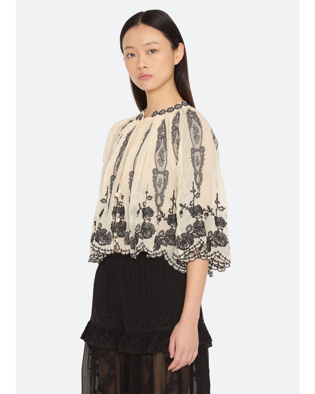 Sea White Gertrude Top