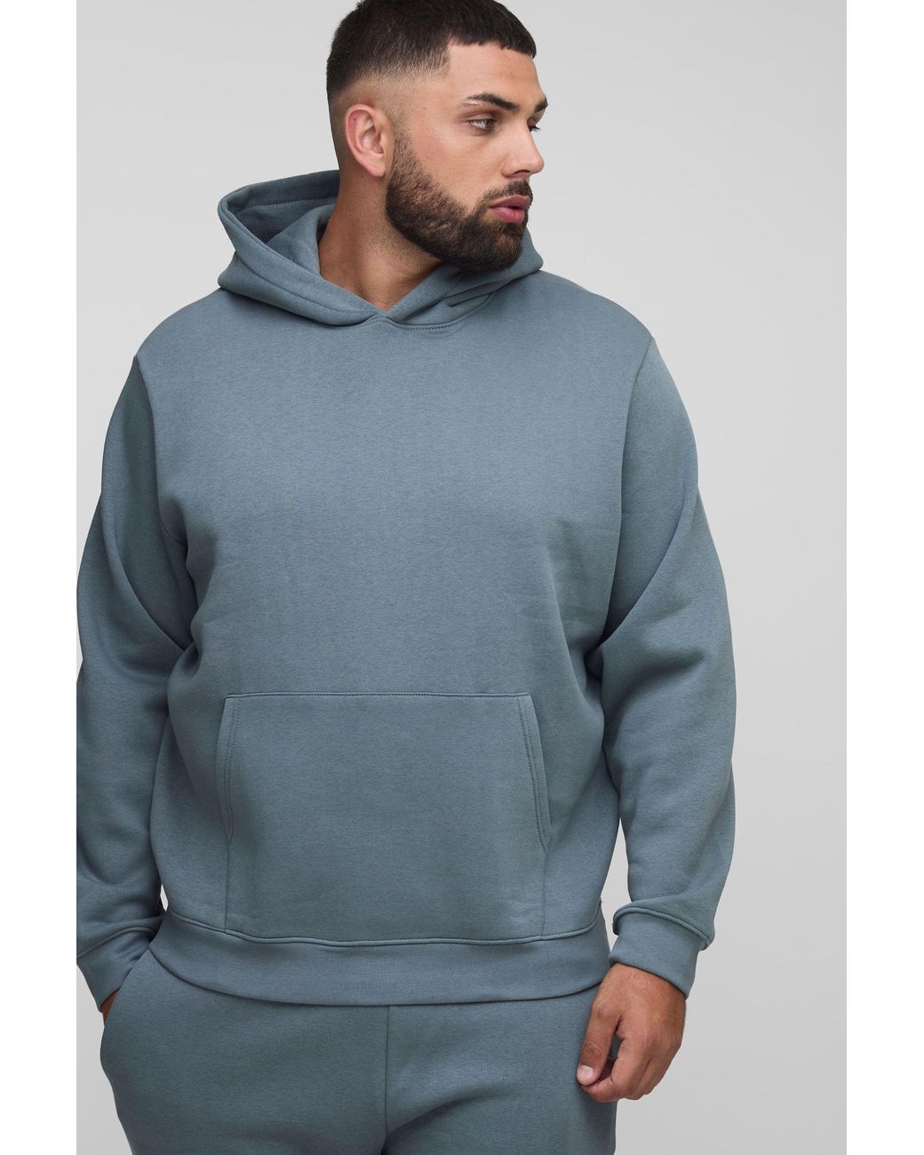 BoohooMAN Blue Plus Basic Regular Fit Over The Head Hoodie for men