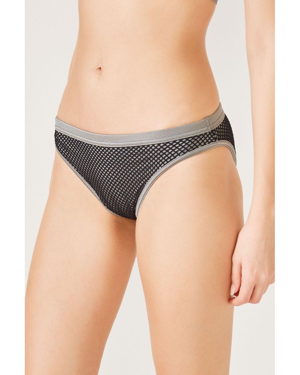 Penti Black Mid-Waist Micro-Pattern Bikini Bottoms