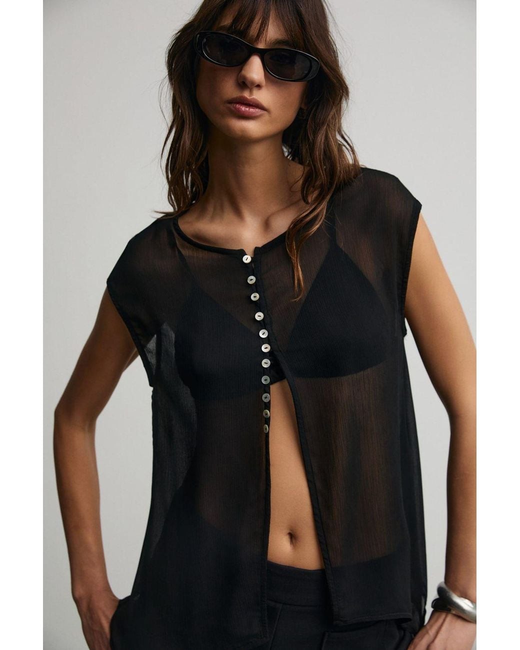 Grimelange Black Straight Fit Pull-On Blouse