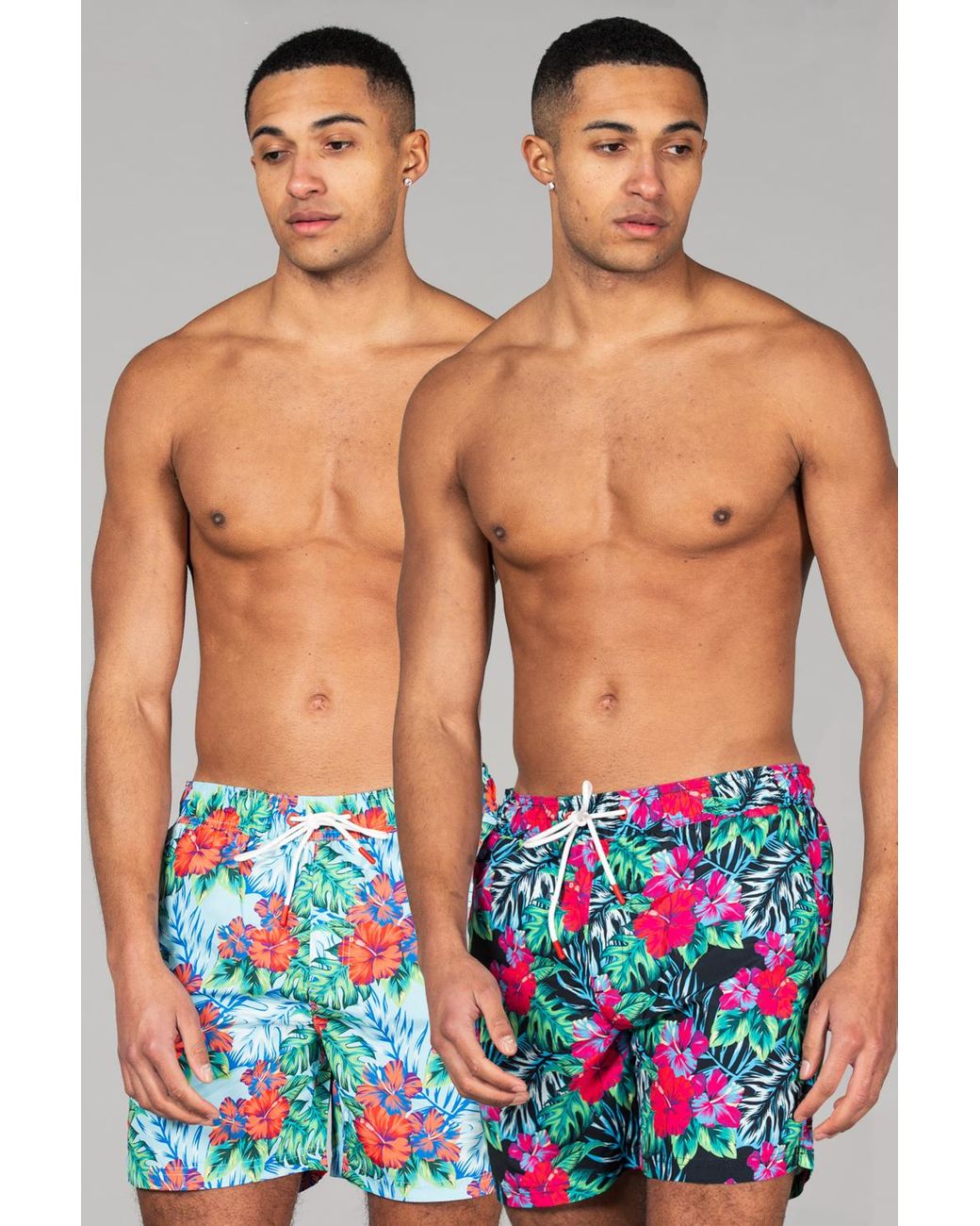 Tokyo Laundry White Multi 2-Pack Printed Swim Shorts for men